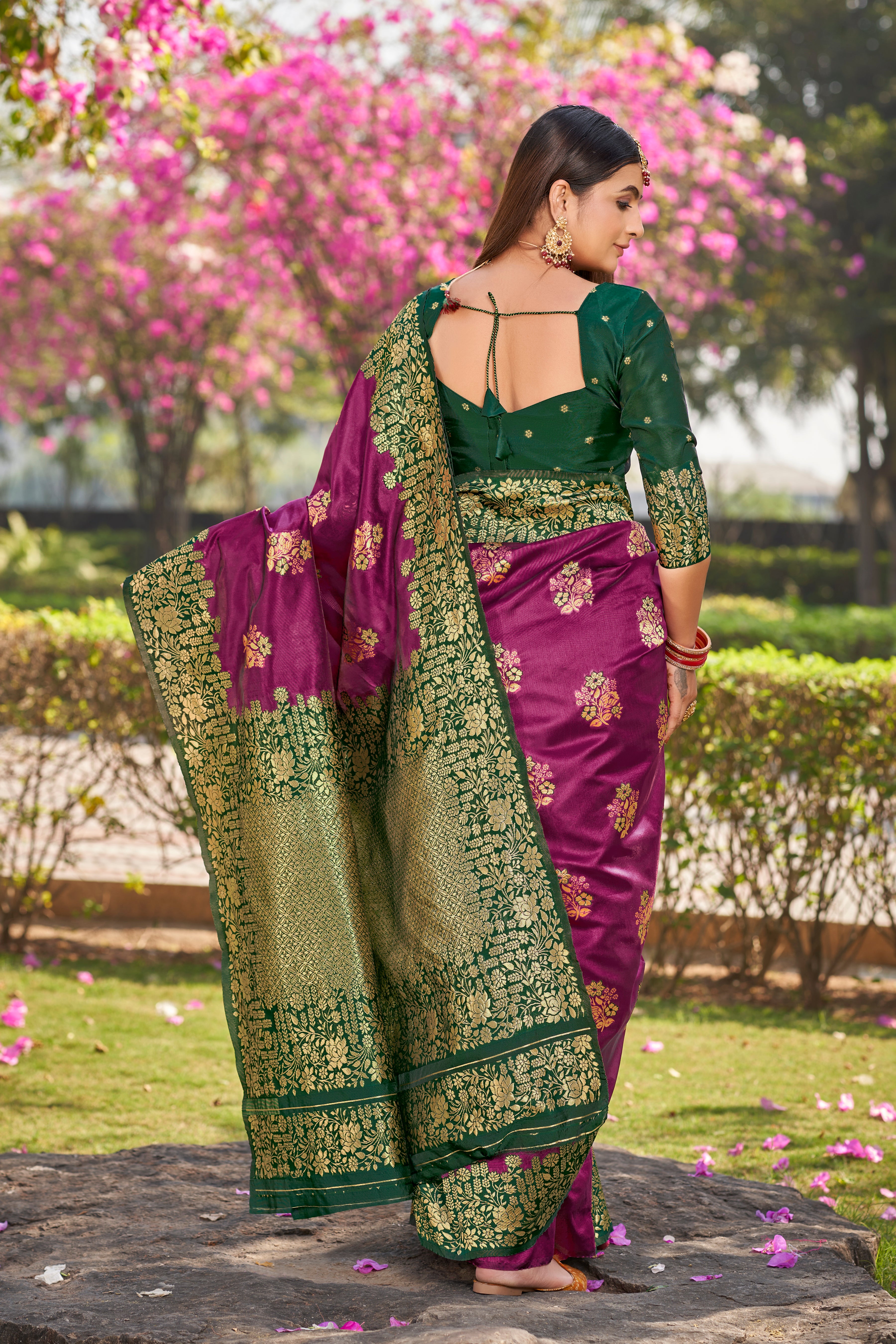 Floral Kanjeevaram Woven Design Zari Baluchari Saree