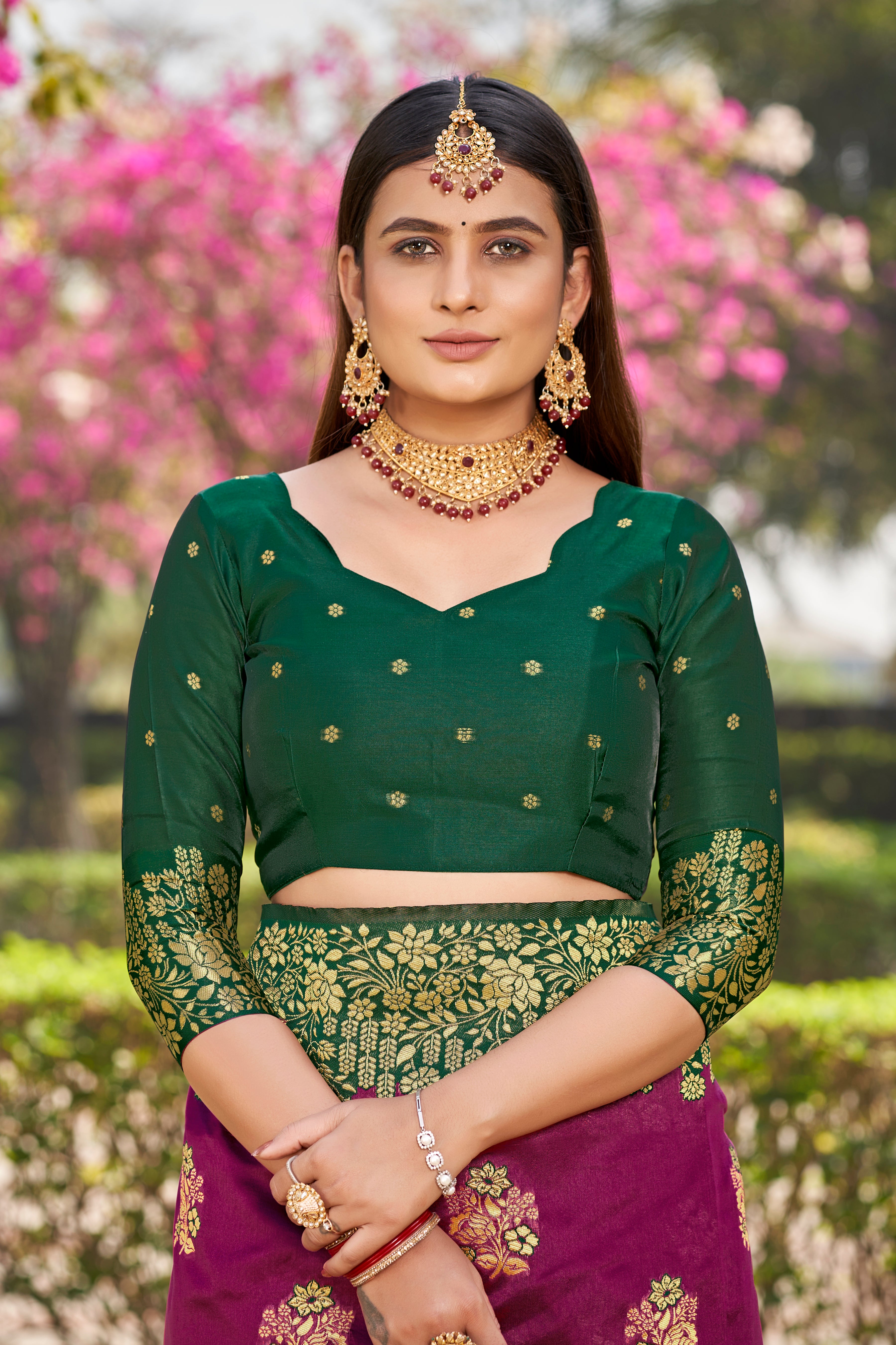 Floral Kanjeevaram Woven Design Zari Baluchari Saree