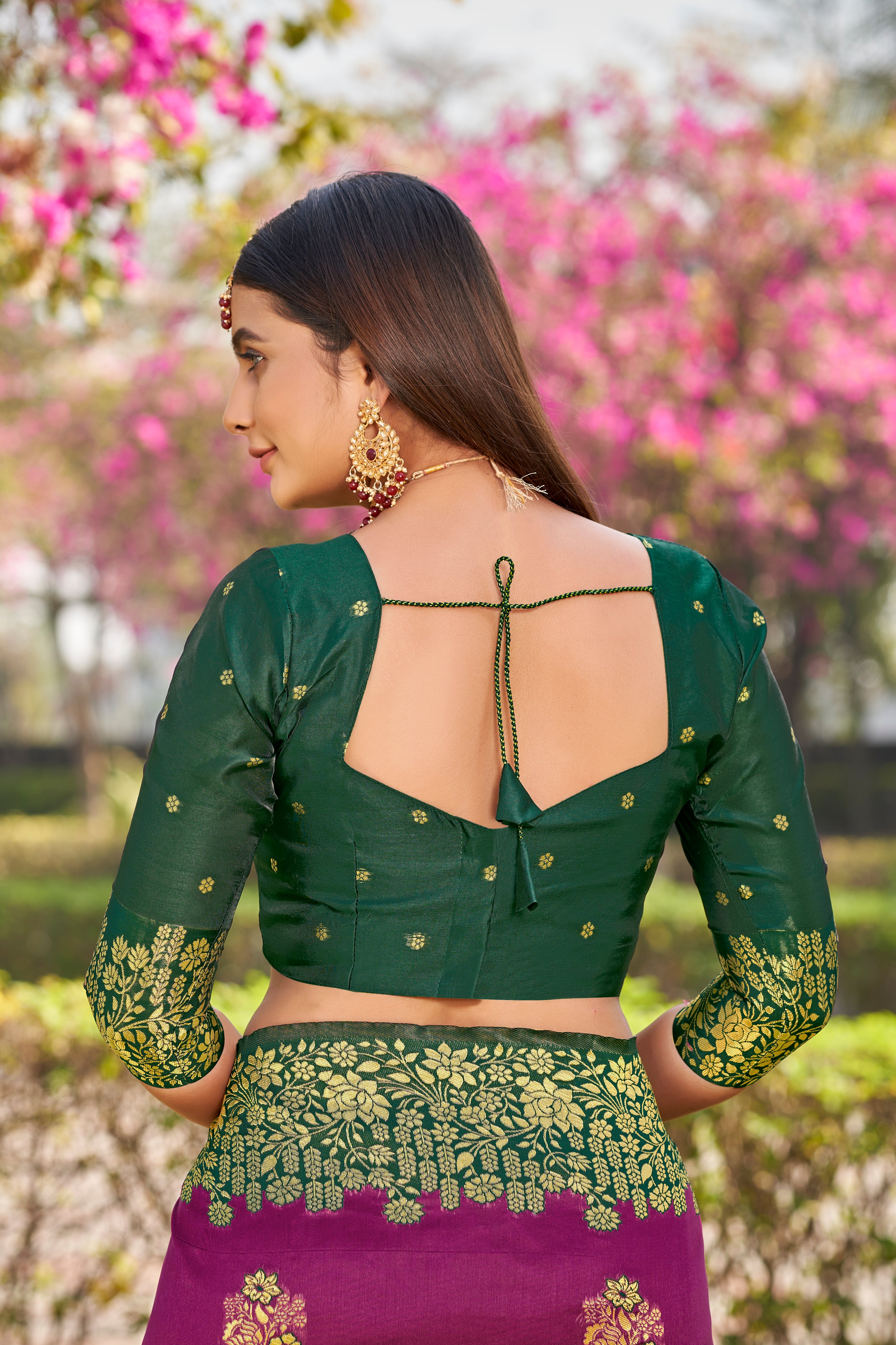 Floral Kanjeevaram Woven Design Zari Baluchari Saree