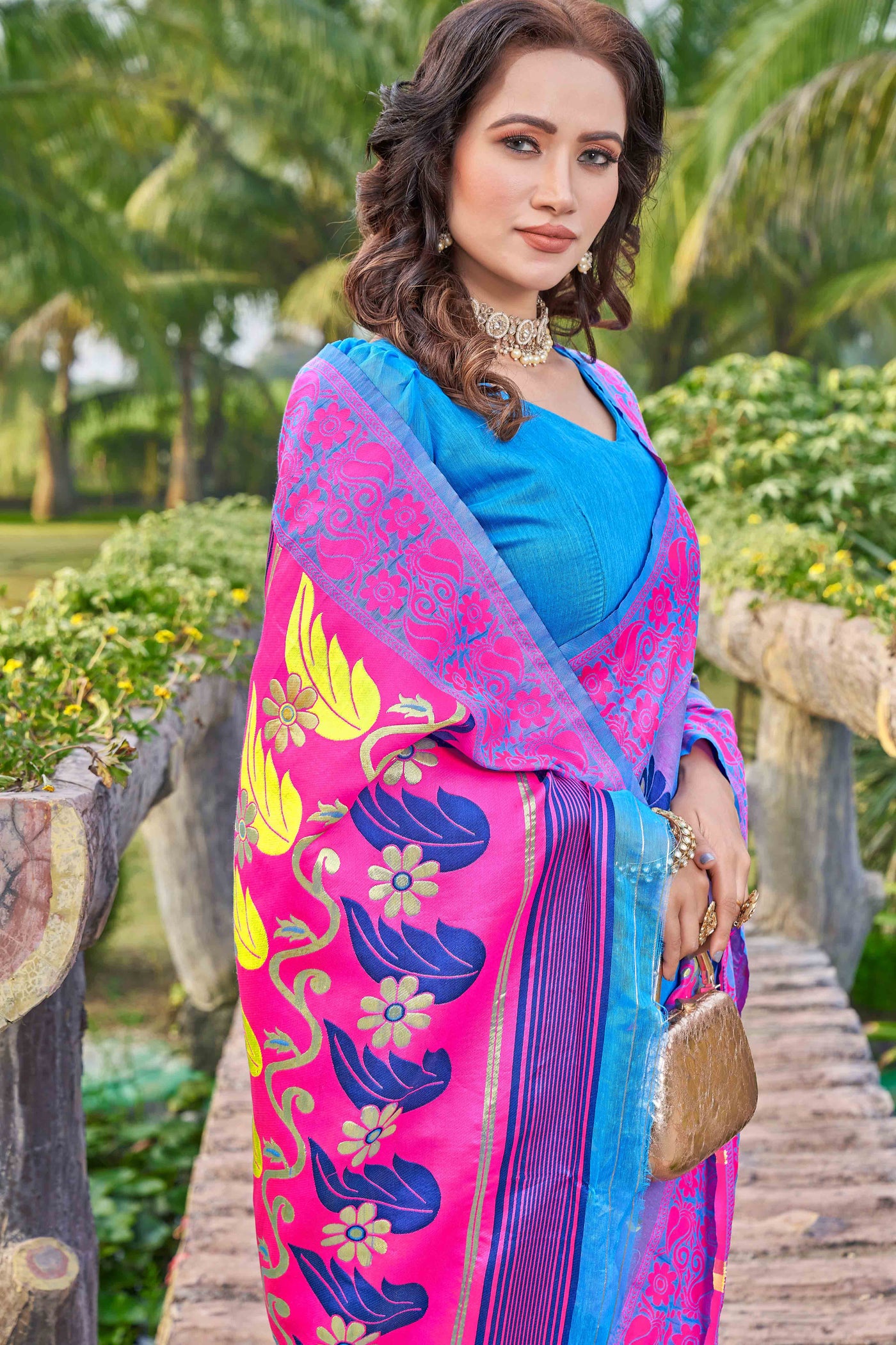 Floral Printed Zari Silk Cotton Saree