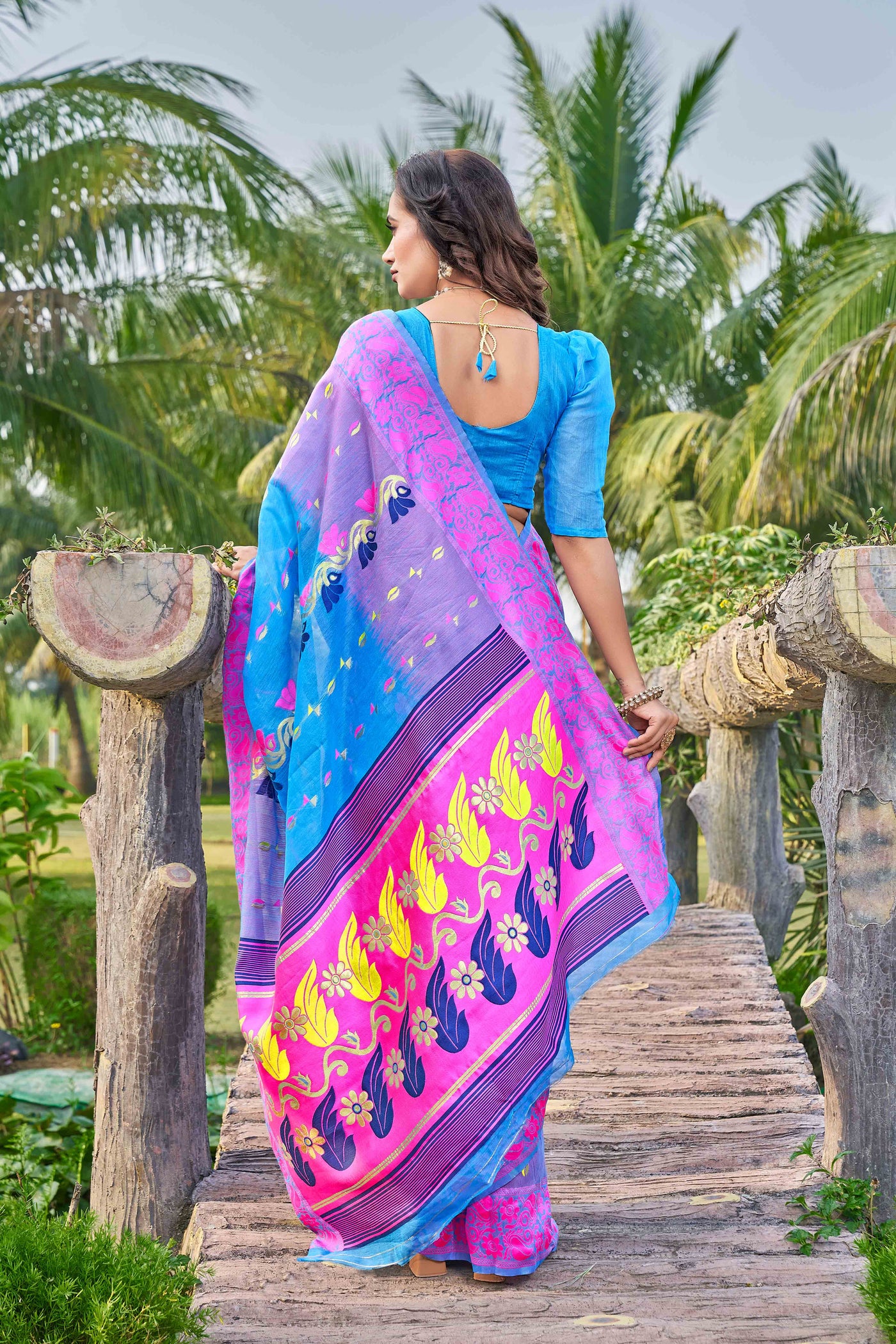 Floral Printed Zari Silk Cotton Saree