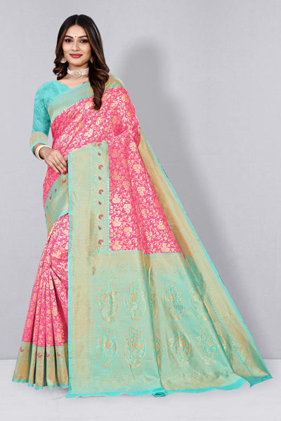 Woven Design Floral Zari Banarasi Saree