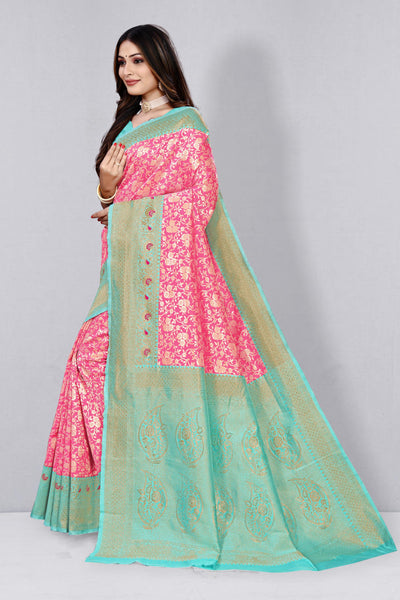 Woven Design Floral Zari Banarasi Saree