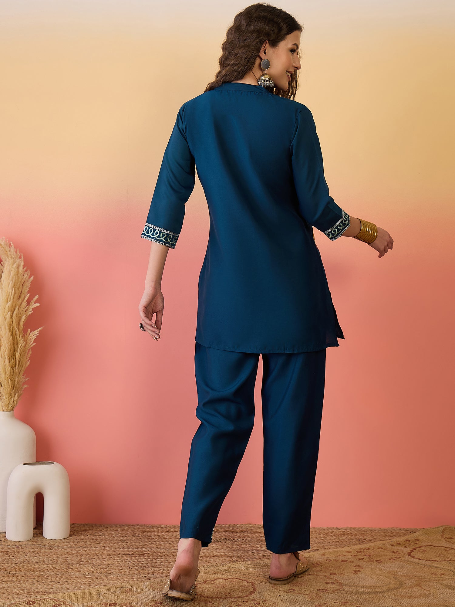 Embroidered Tunic With Trouser Co-Ords