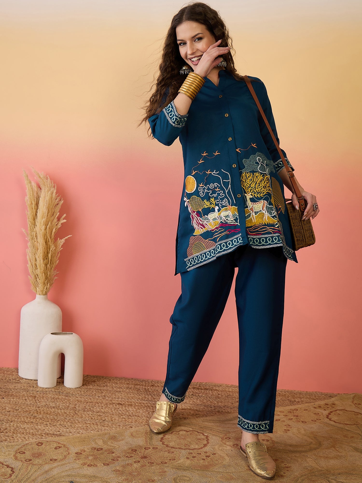Embroidered Tunic With Trouser Co-Ords