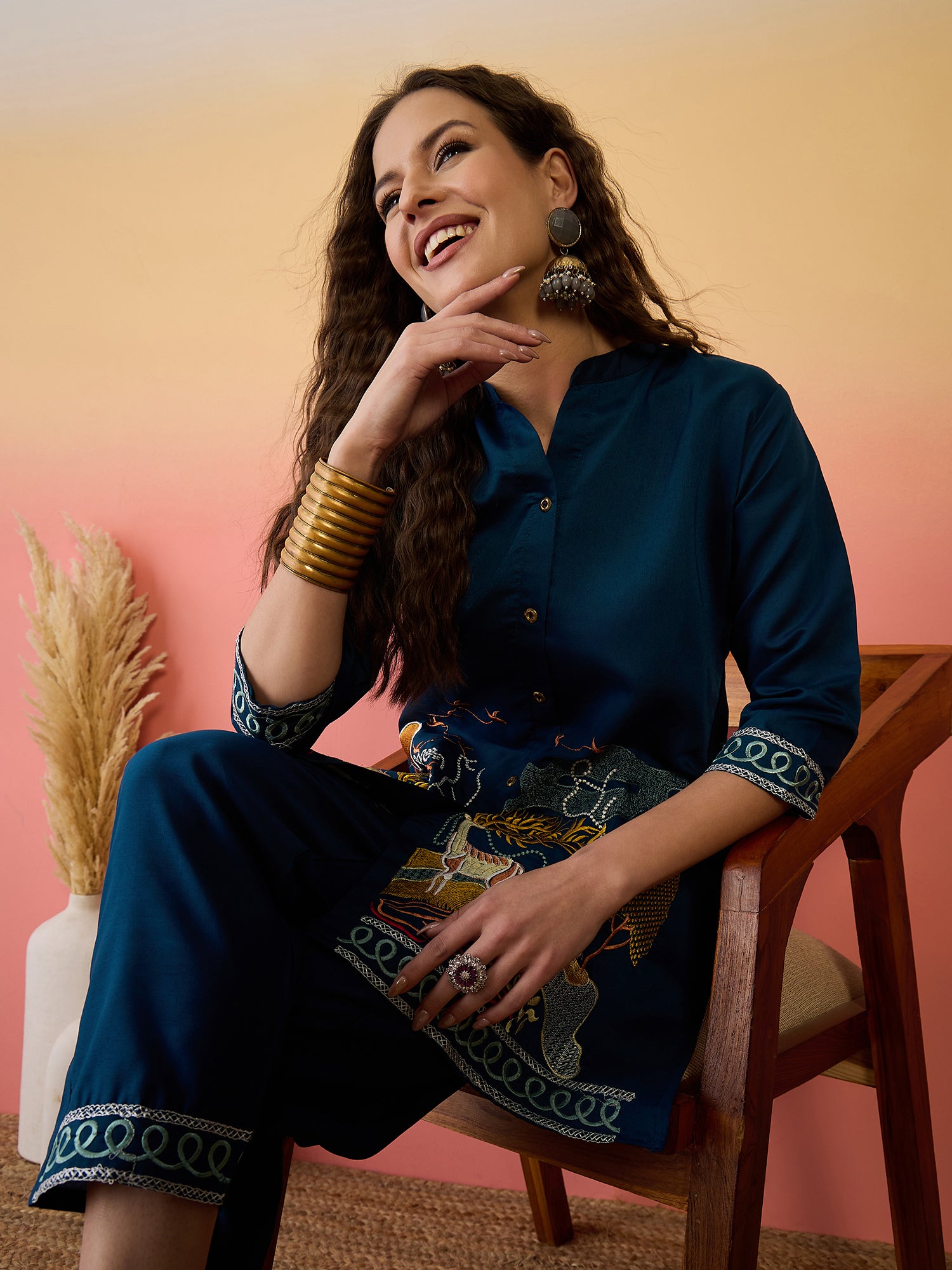 Embroidered Tunic With Trouser Co-Ords