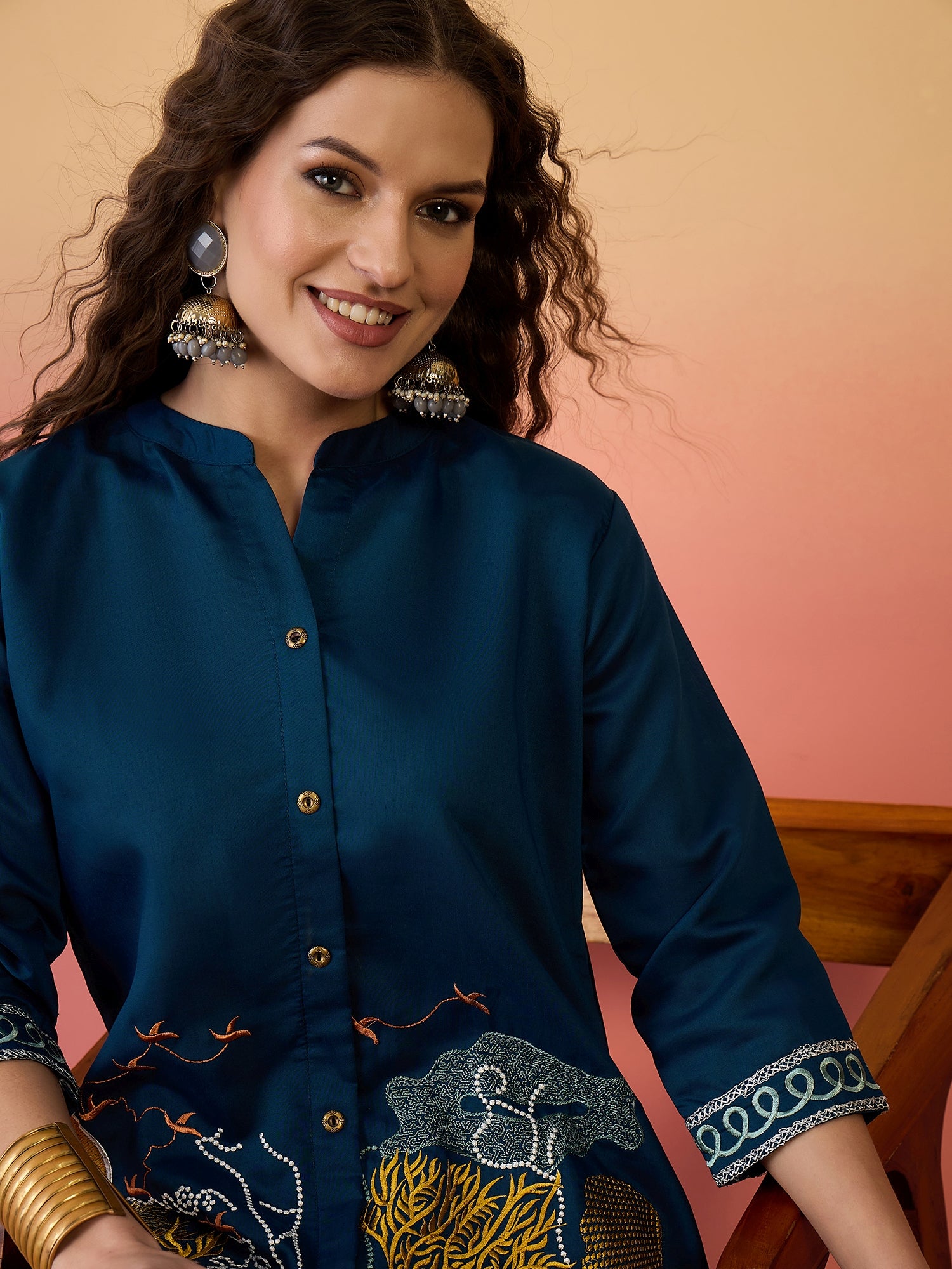Embroidered Tunic With Trouser Co-Ords