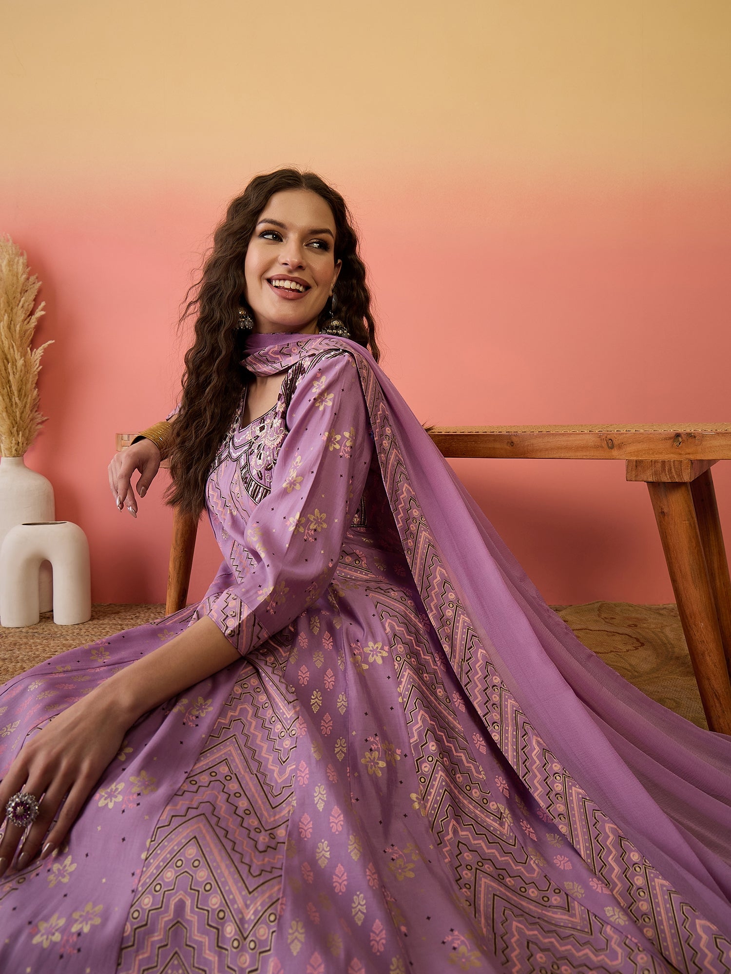 Embroidered Kurta & Palazzo With Dupatta