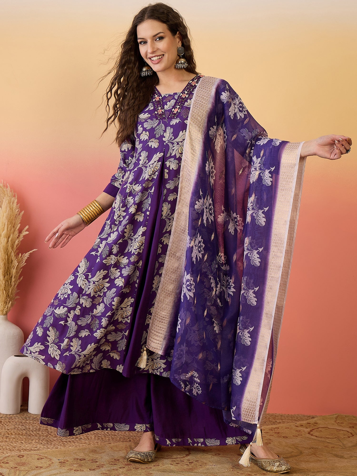 Yoke Design Anarkali Kurta Set With Dupatta