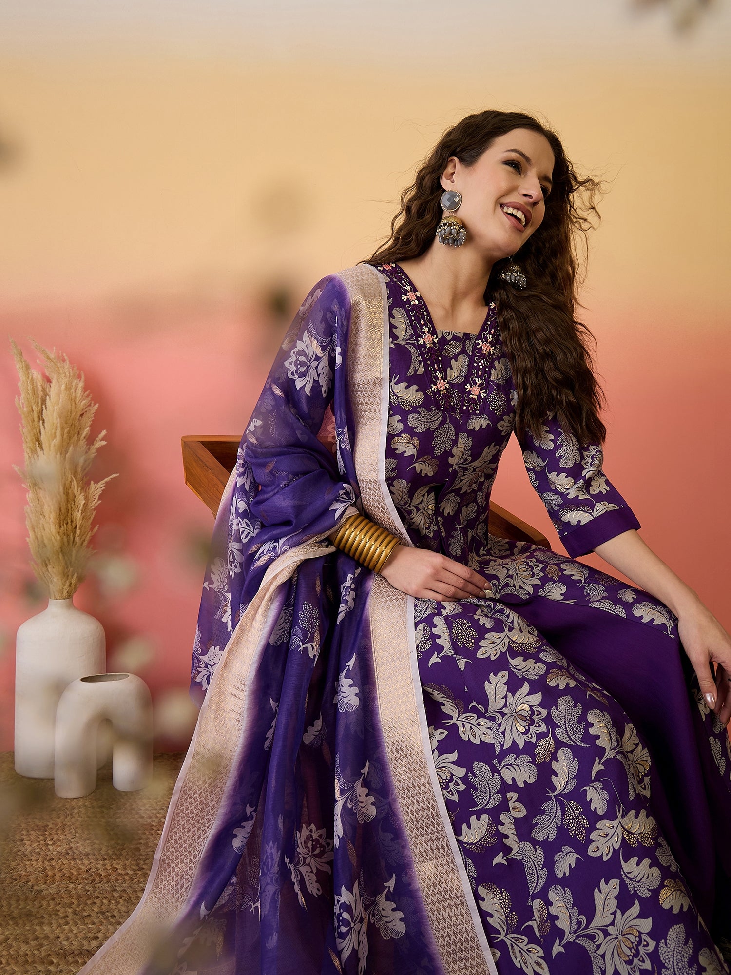 Yoke Design Anarkali Kurta Set With Dupatta
