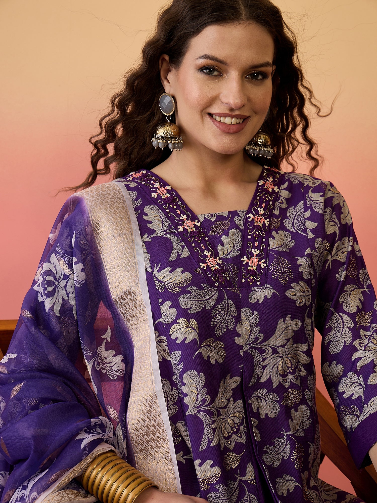Yoke Design Anarkali Kurta Set With Dupatta