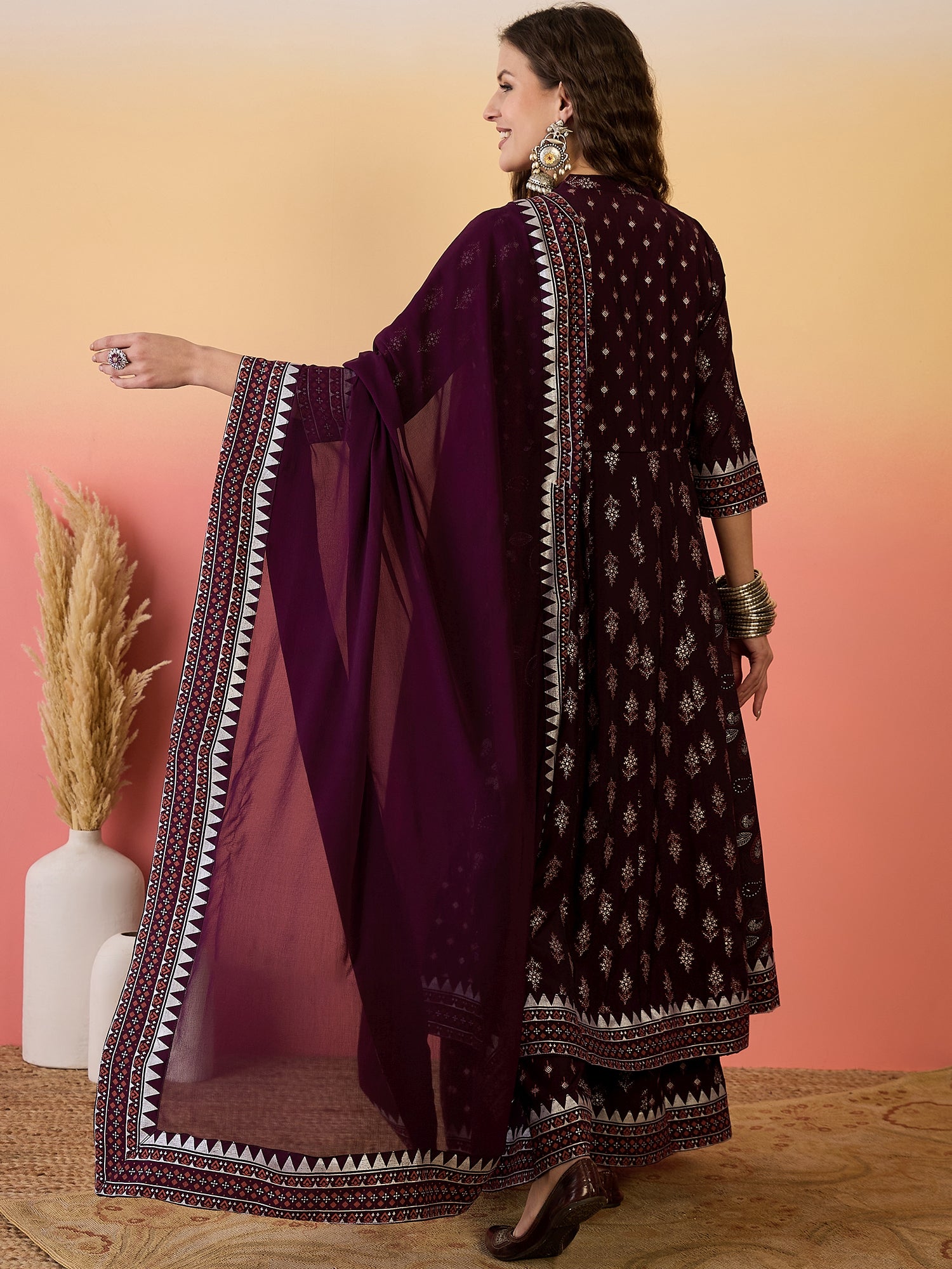 Women Embroidered Anarkali Kurta Set With Dupatta