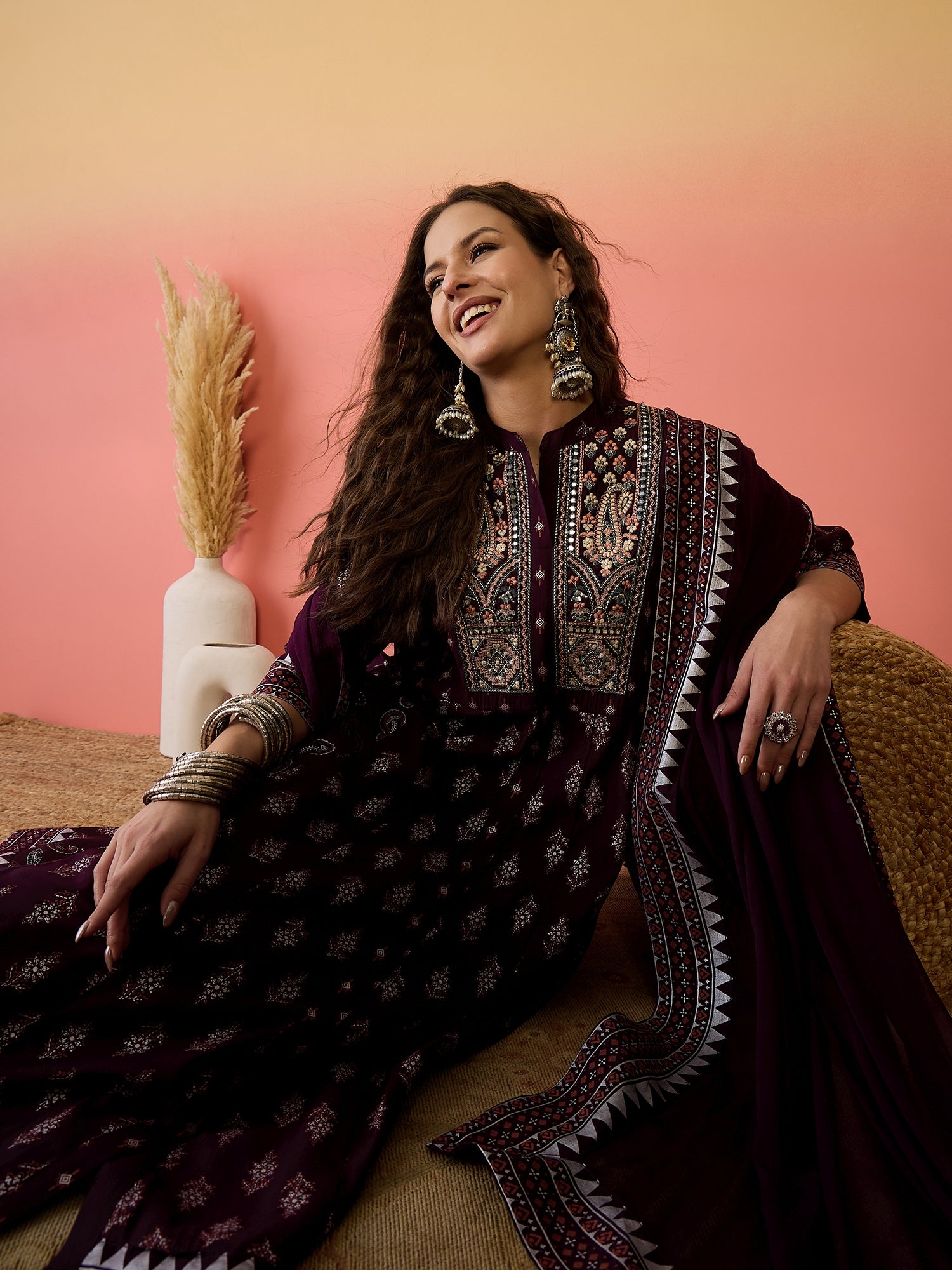 Women Embroidered Anarkali Kurta Set With Dupatta