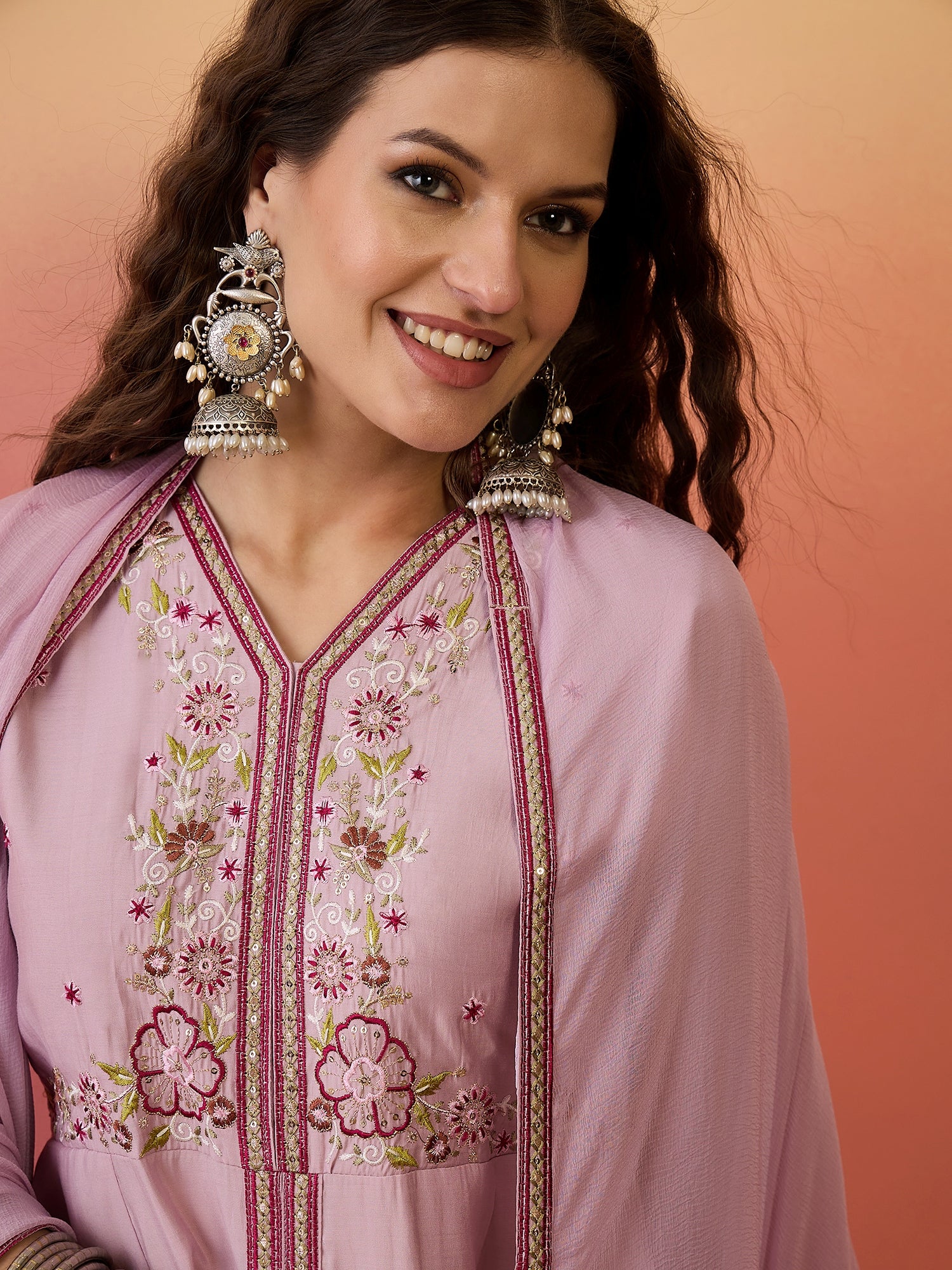 Embroidered Kurta Palazzo With Dupatta