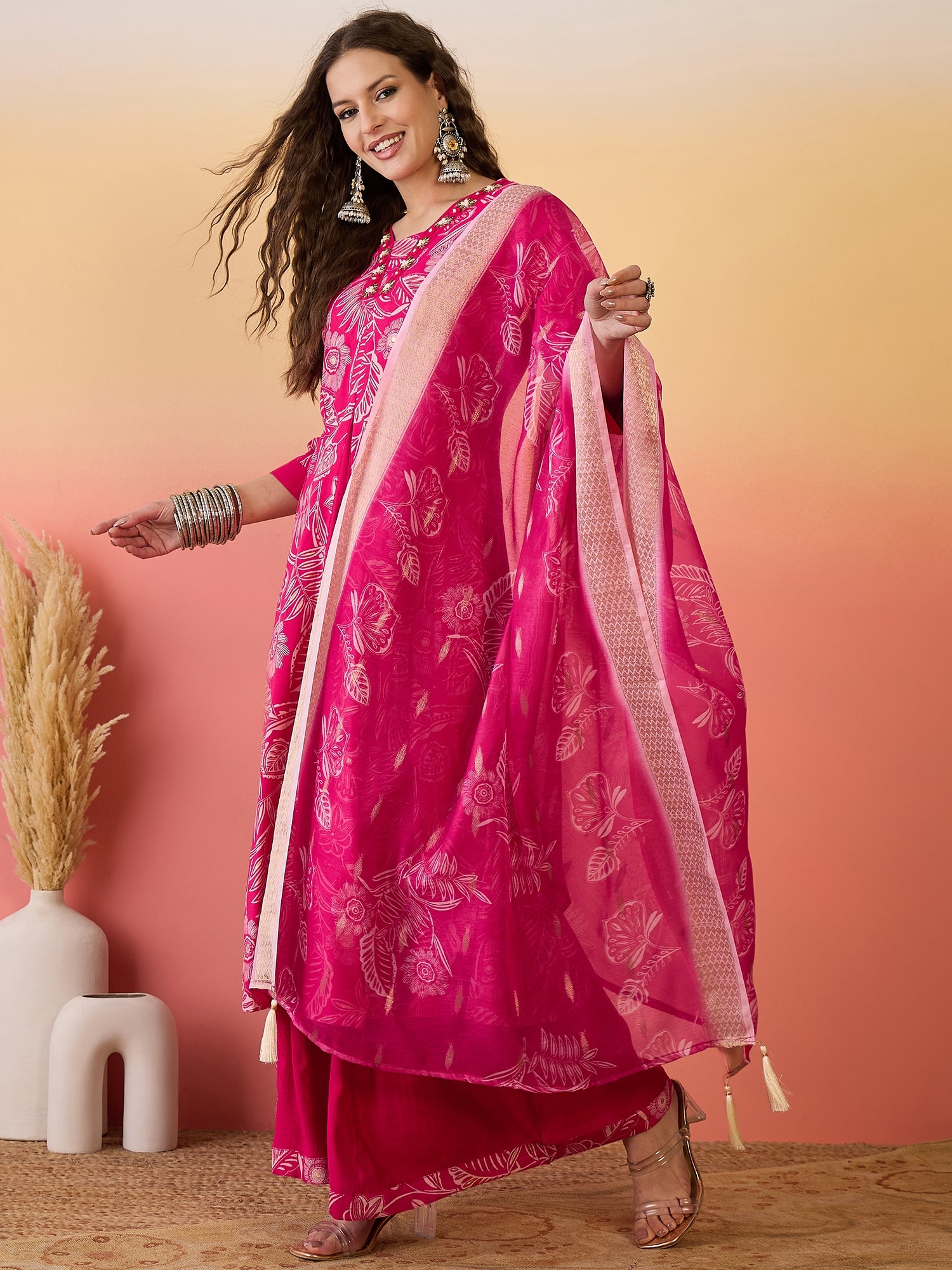 Yoke Design Anarkali Kurta Set With Dupatta