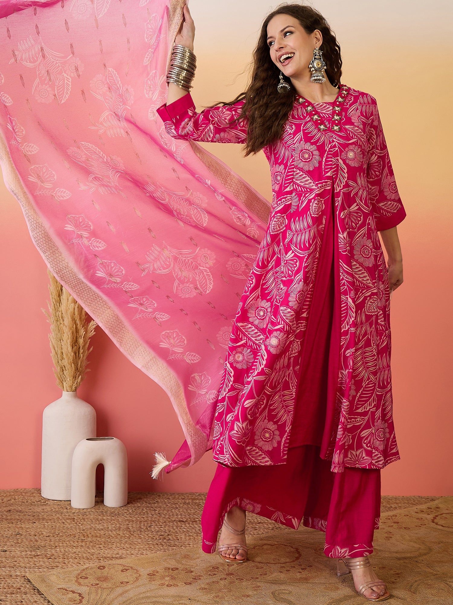 Yoke Design Anarkali Kurta Set With Dupatta