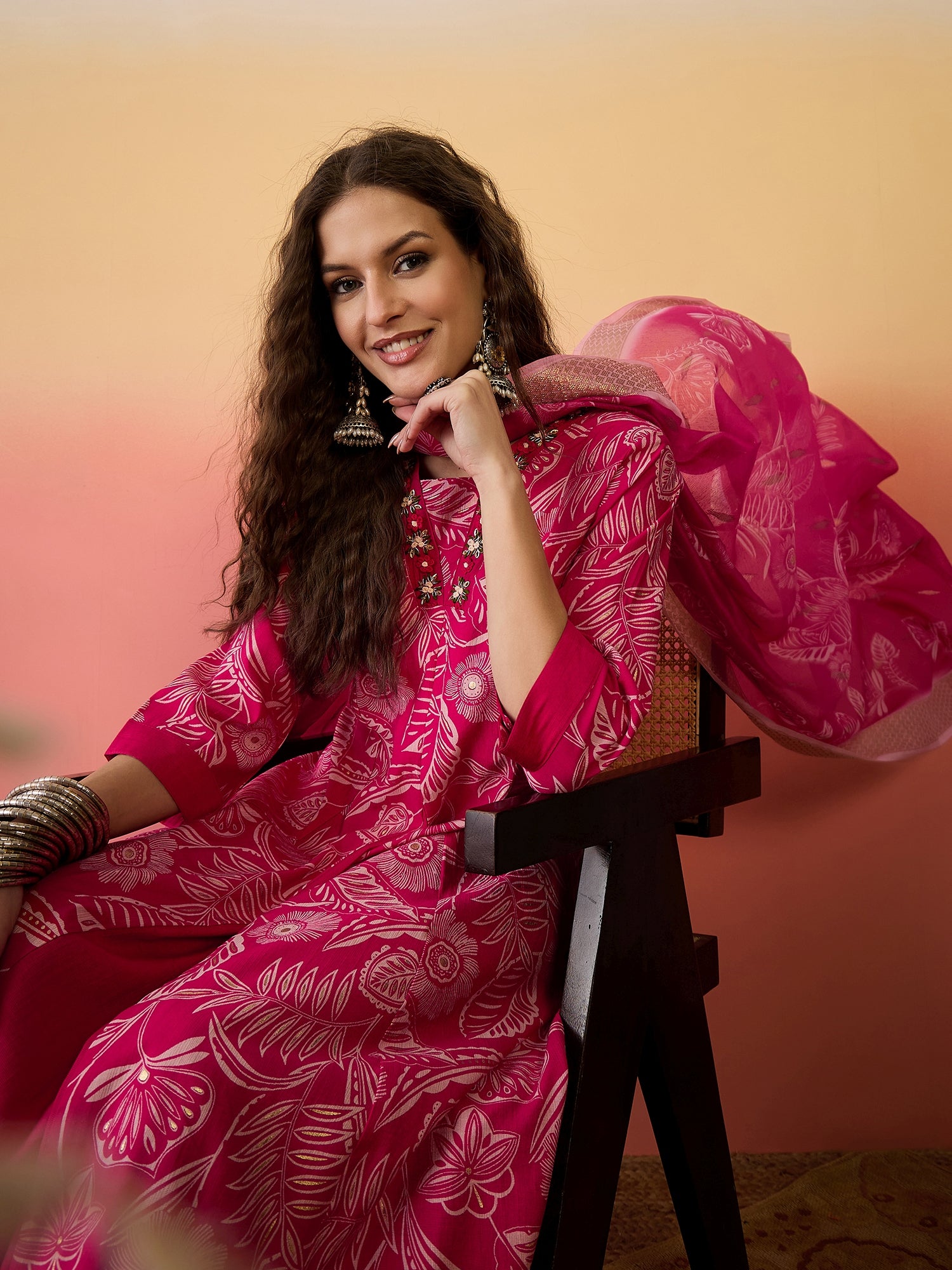 Yoke Design Anarkali Kurta Set With Dupatta