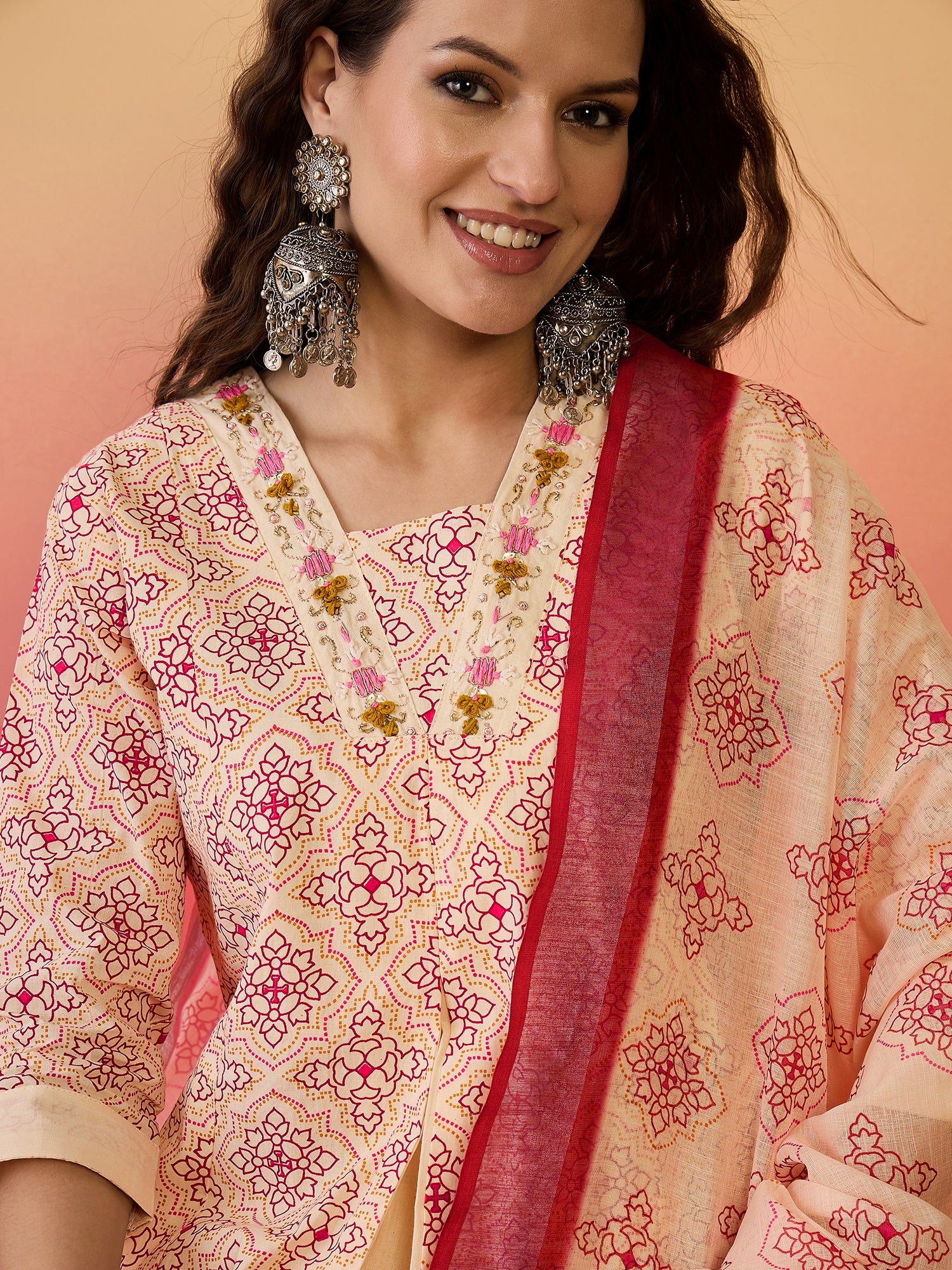 Women Printed Kurta & Palazzo With Dupatta