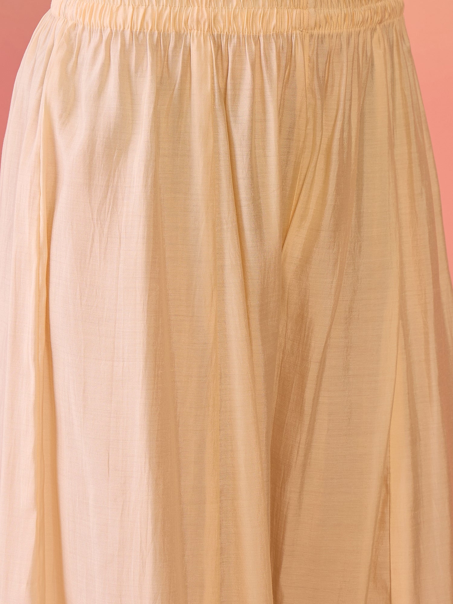 Embroidered Detailed V- Neck Kurta, Palazzo & Dupatta Set