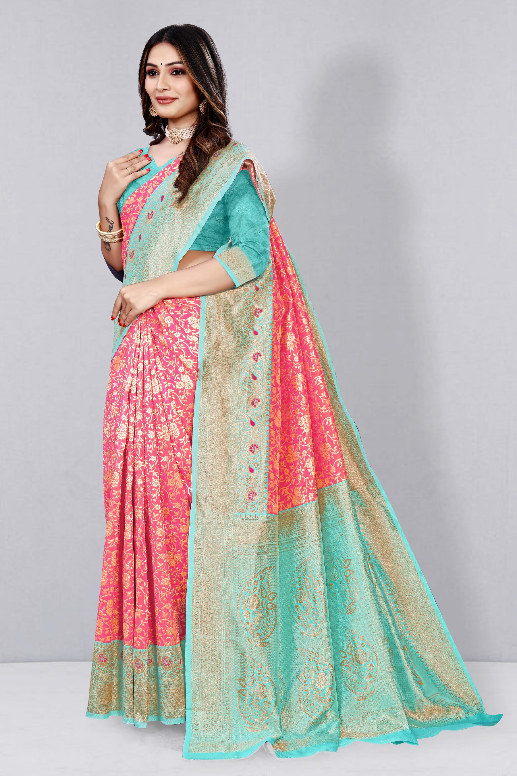 Woven Design Floral Zari Banarasi Saree