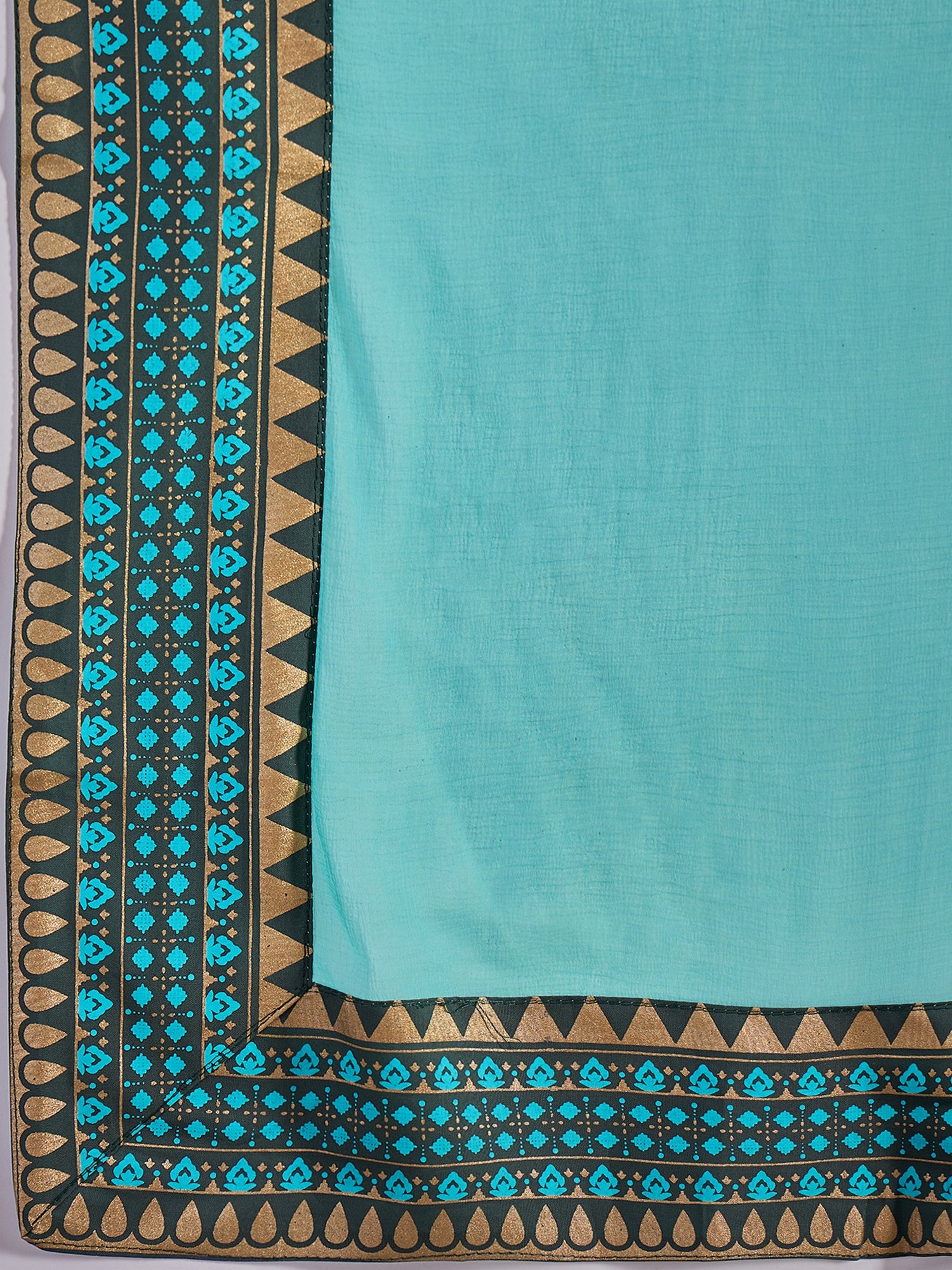 Embroidered & Block Printed Anarkali Kurta & Palazzo With Dupatta