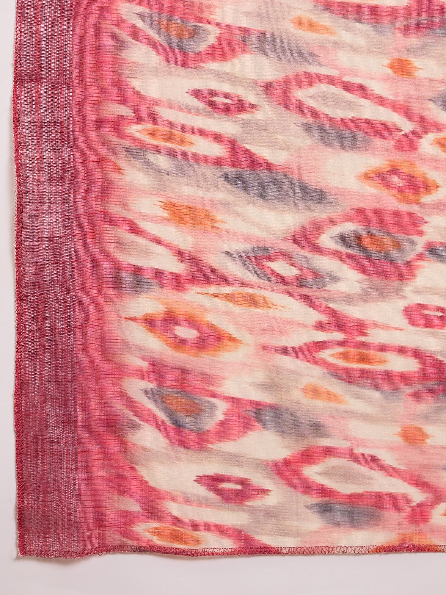 V-Neck Thread Work Pure Silk Straight Kurta With Palazzos & Dupatta