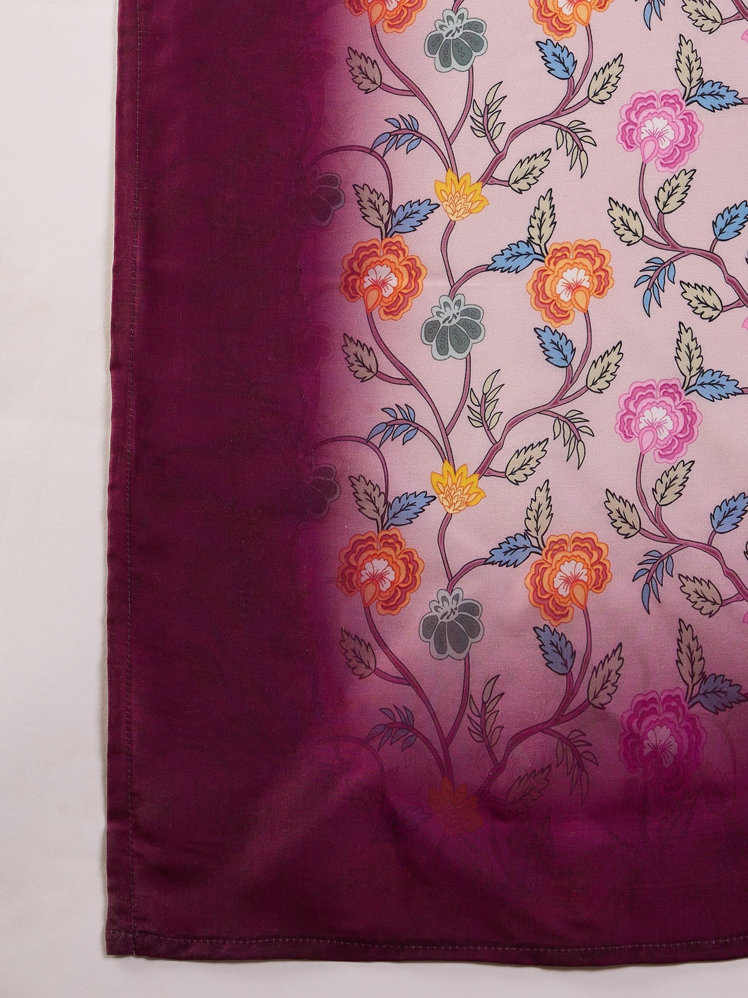 Yoke Design Round Neck Thread Work Pure Silk Straight Kurta Set