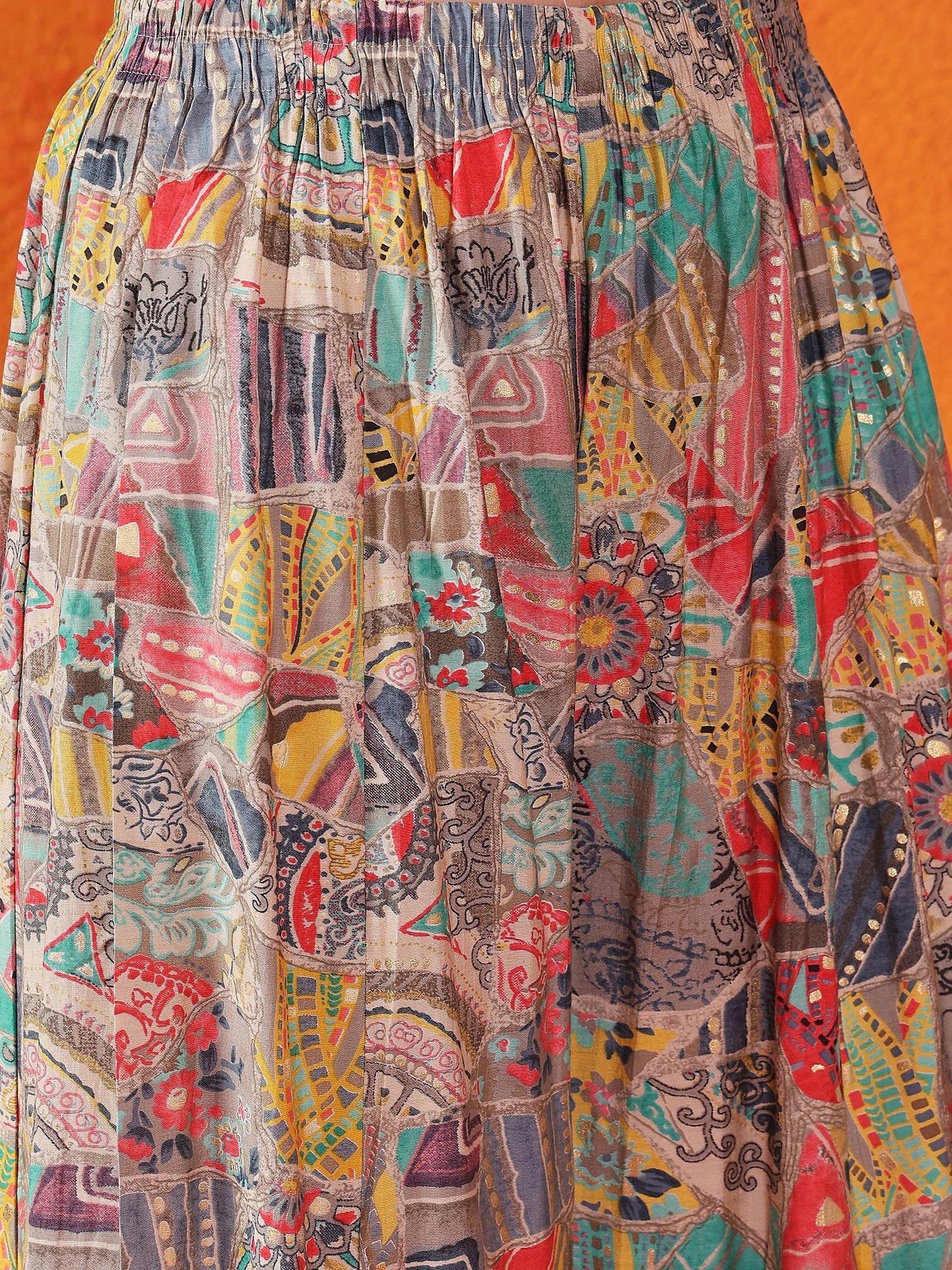 Women Modal, Silk Blend Ethnic Top Palazzo Set