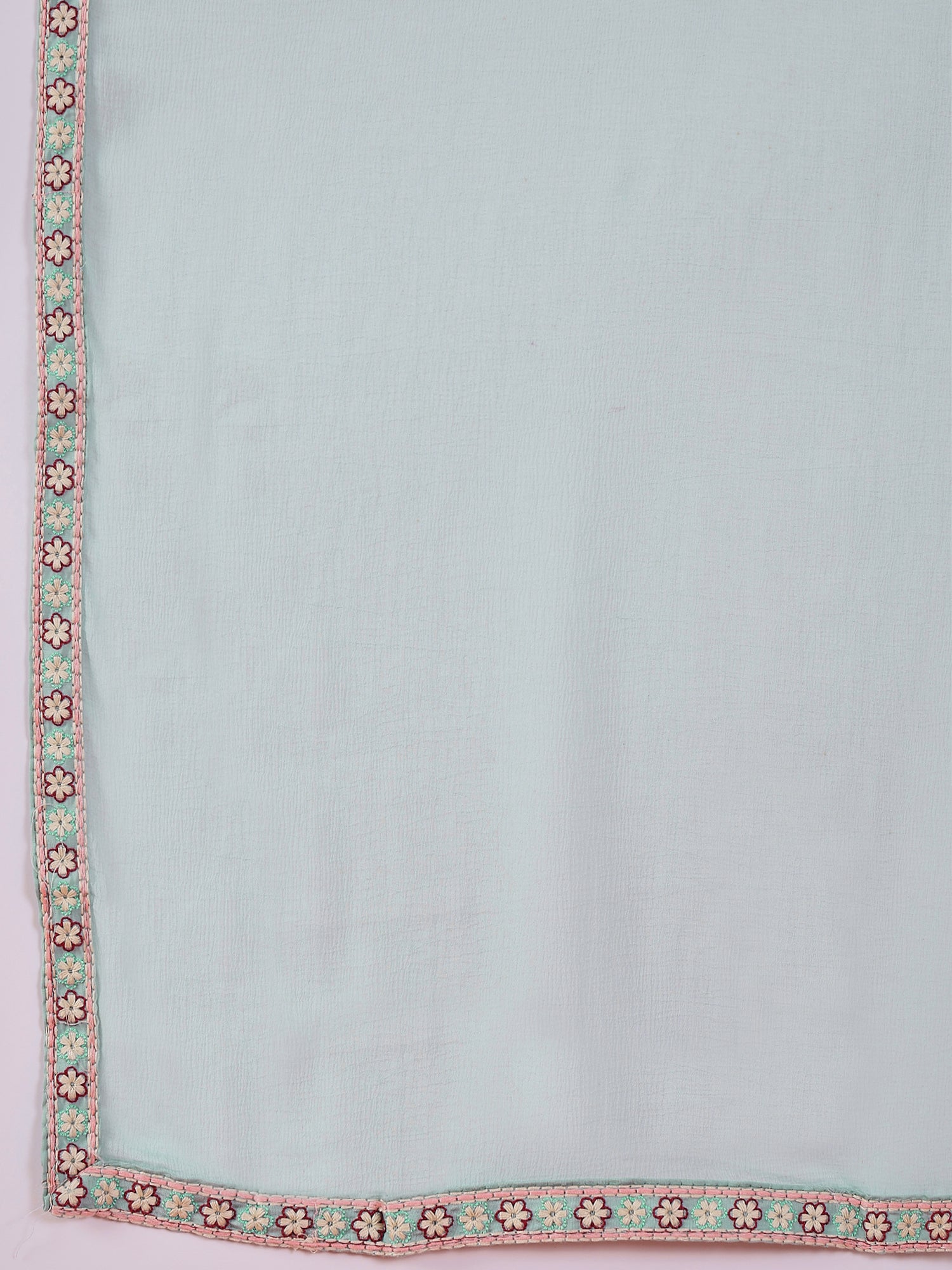 Embroidered Hand Work Silk Kurti With Palazzos & Dupatta