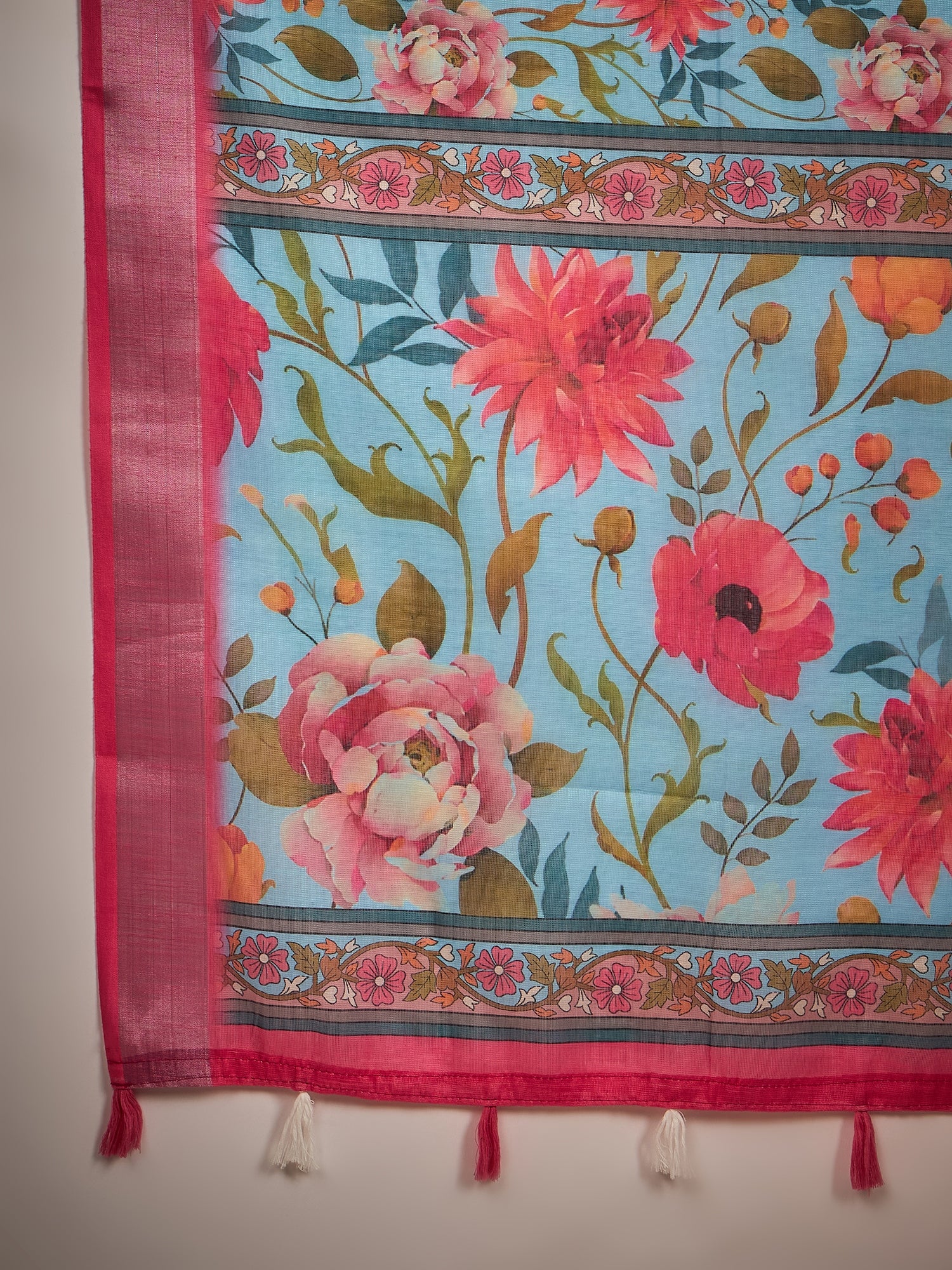 Floral Zari Linen Blend Saree