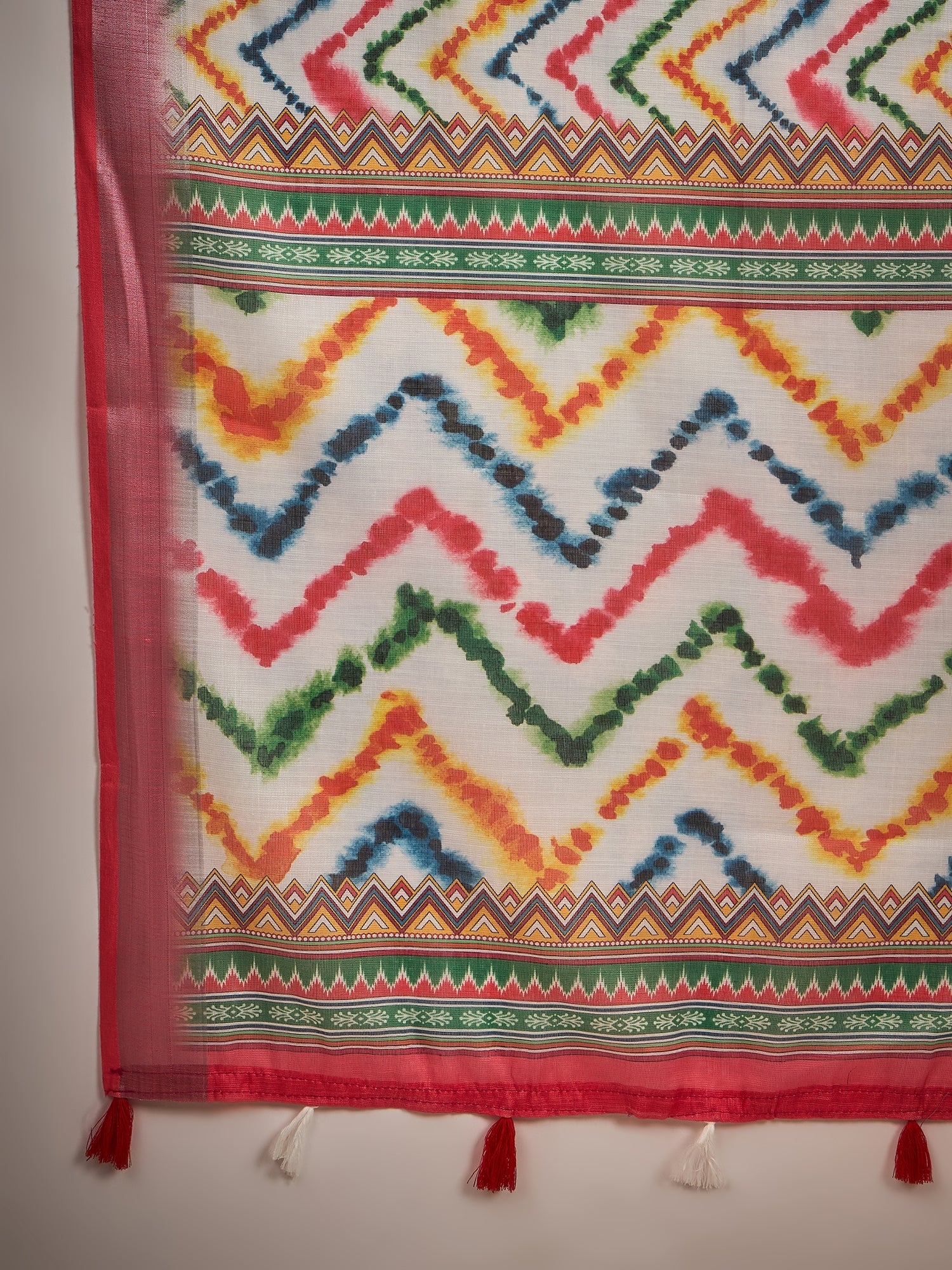 Zari Linen Blend Leheriya Saree