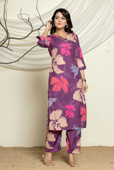 Women Cotton Floral Printed Kurta With Pant