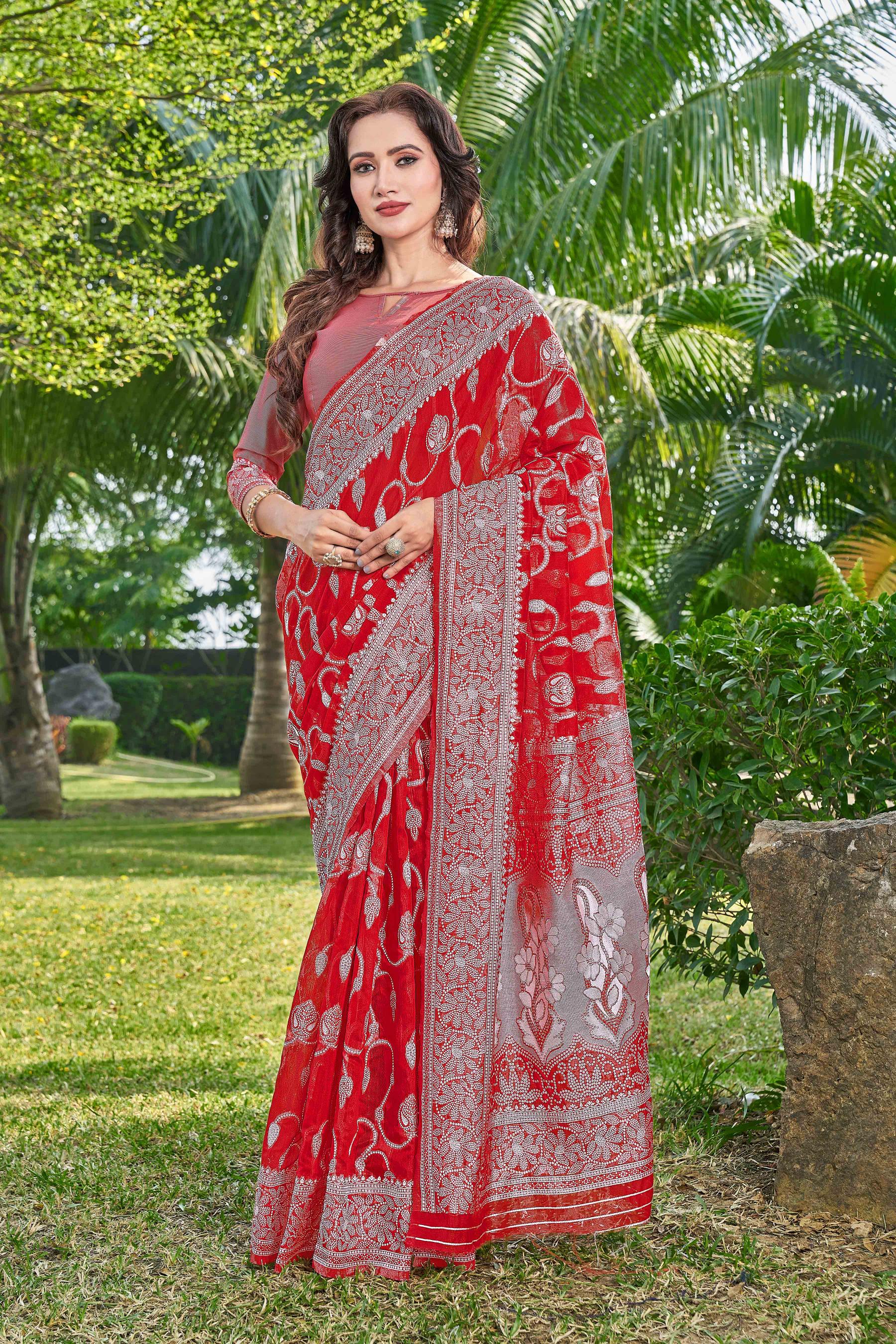 Floral Woven Design Zari Silk Cotton Saree