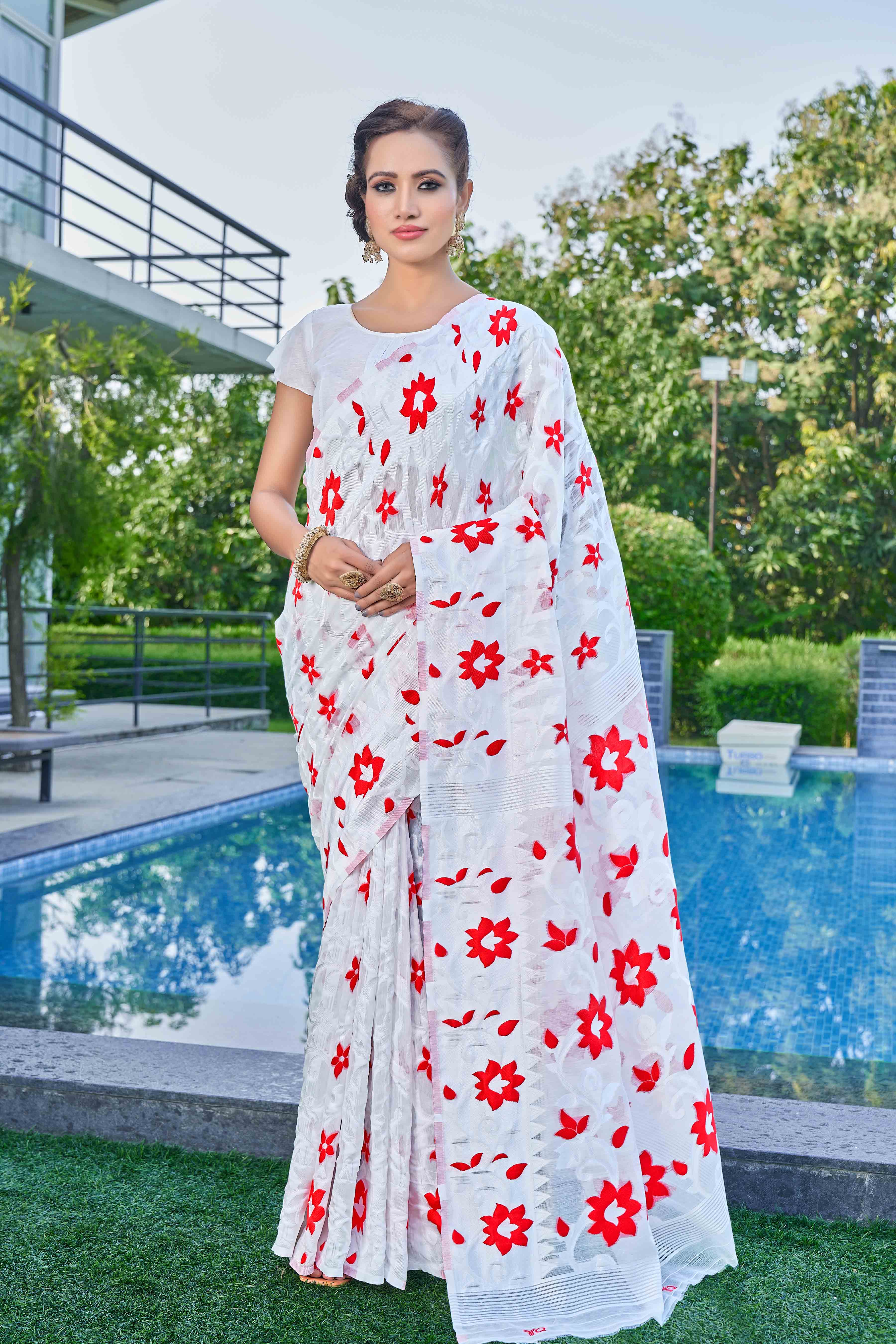 Floral Woven Design Jamdani Saree