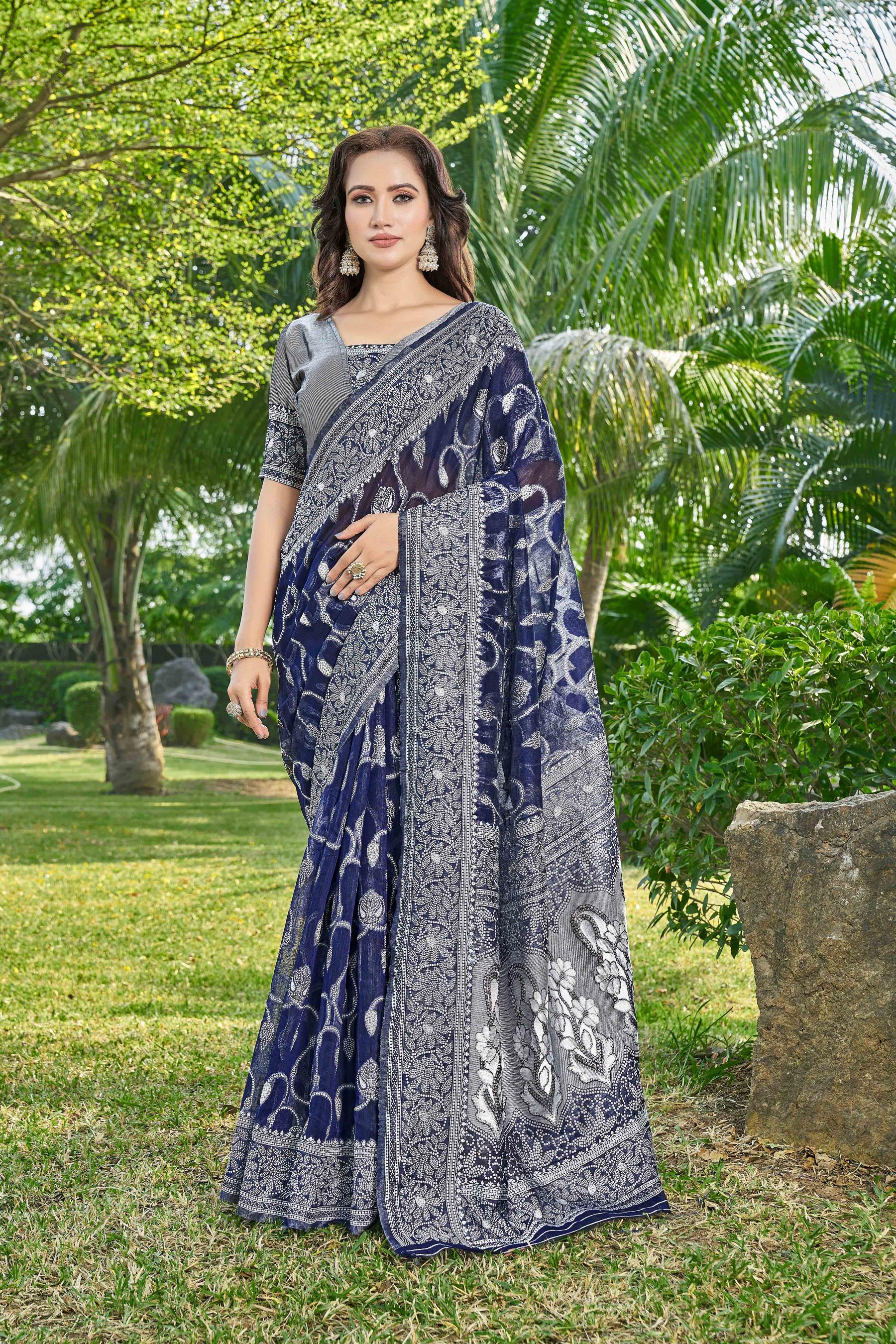 Floral Woven Design Zari Silk Cotton Saree