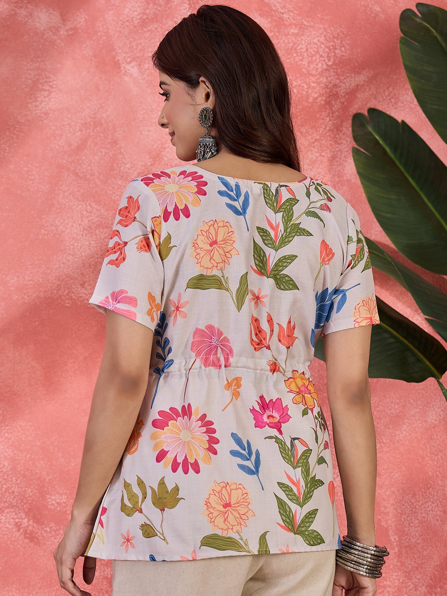 Women Floral Print Peplum Top