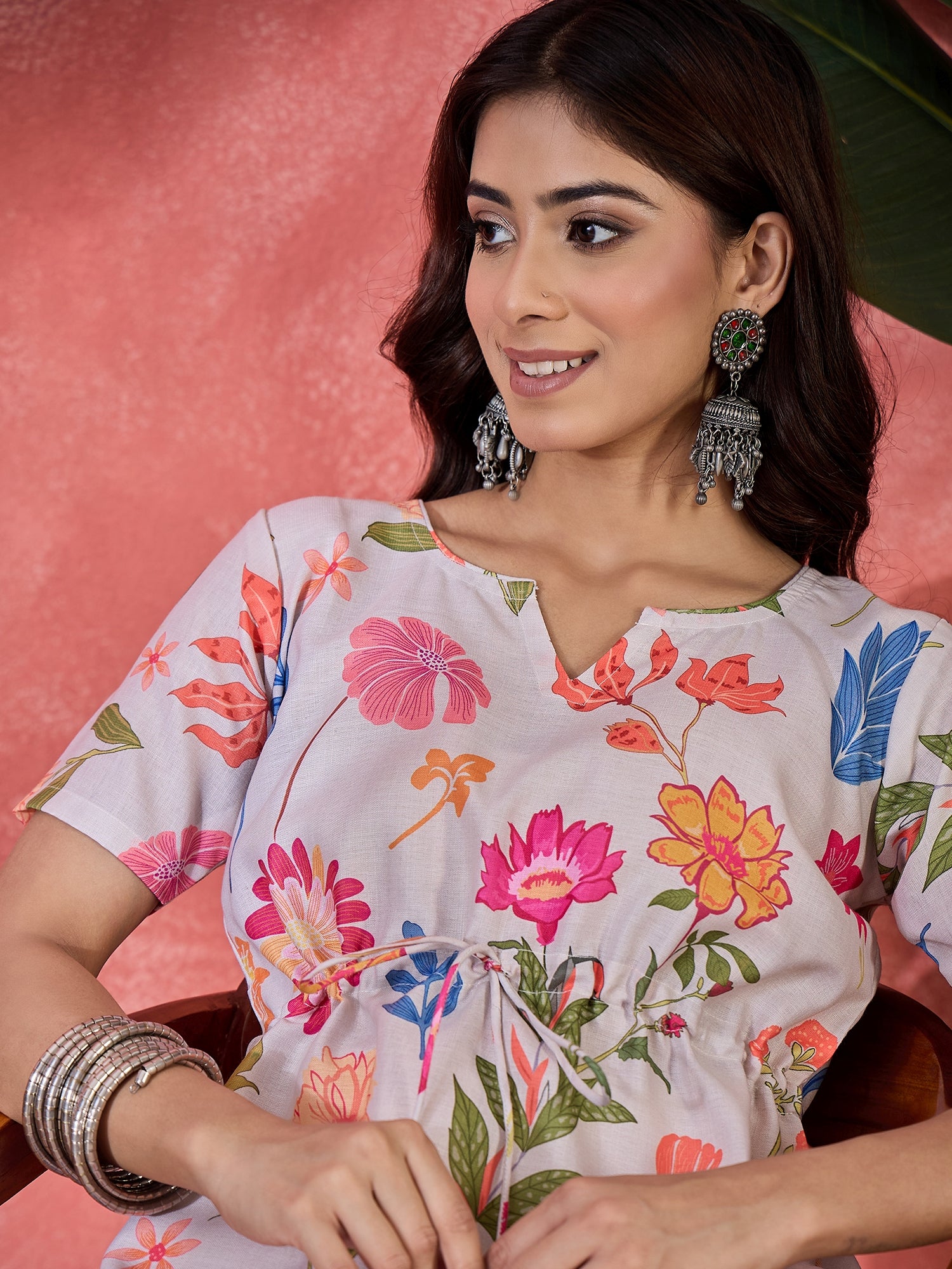 Women Floral Print Peplum Top