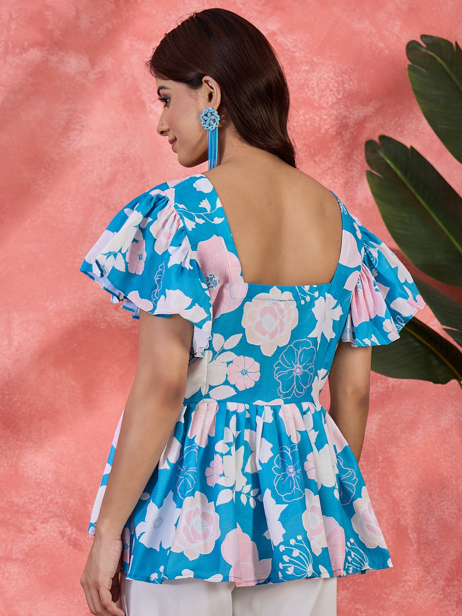 Women Floral Printed Gathered or Pleated Regular Top