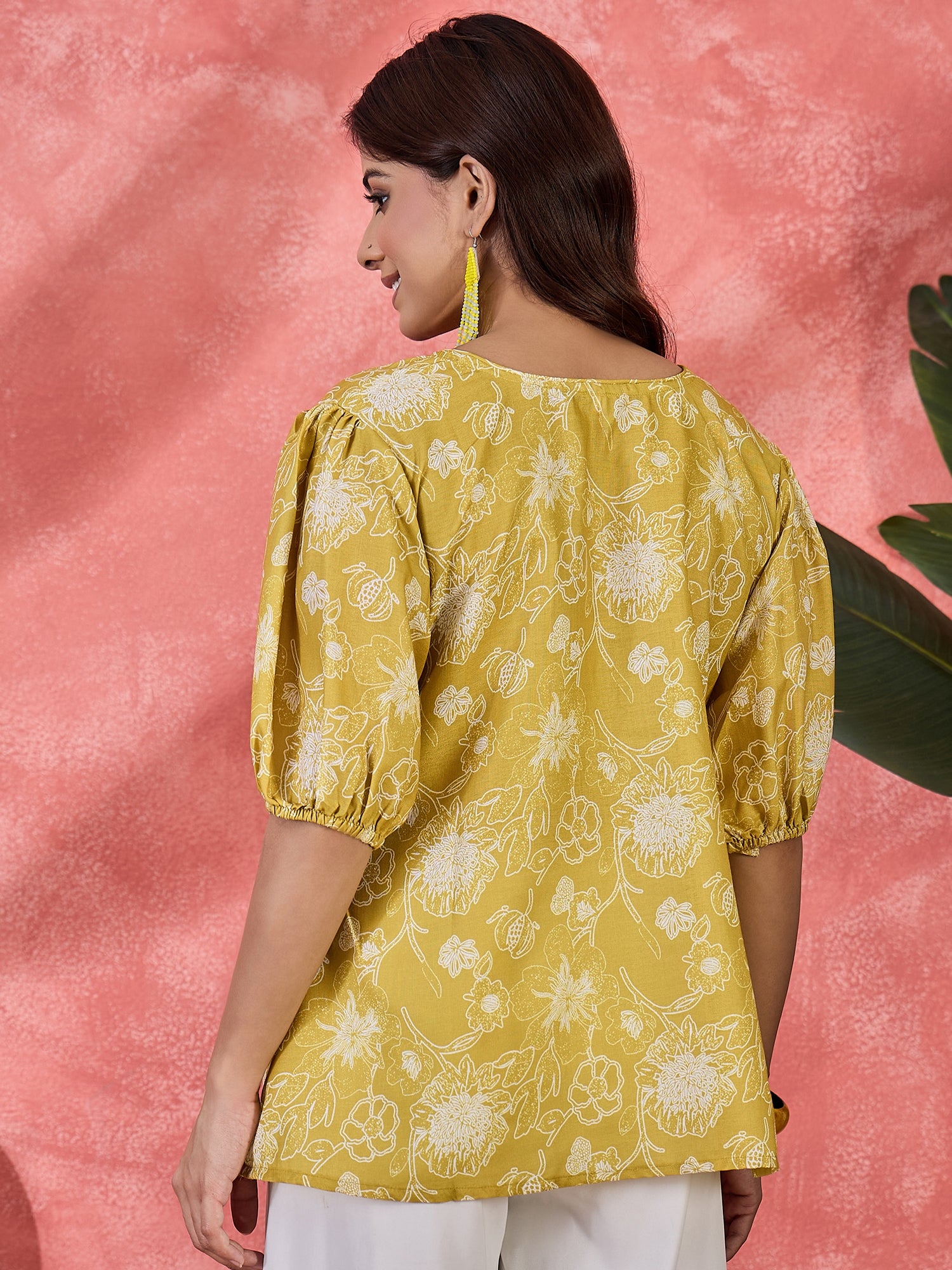 Women Floral Printed Waist Tie-Ups Regular Top