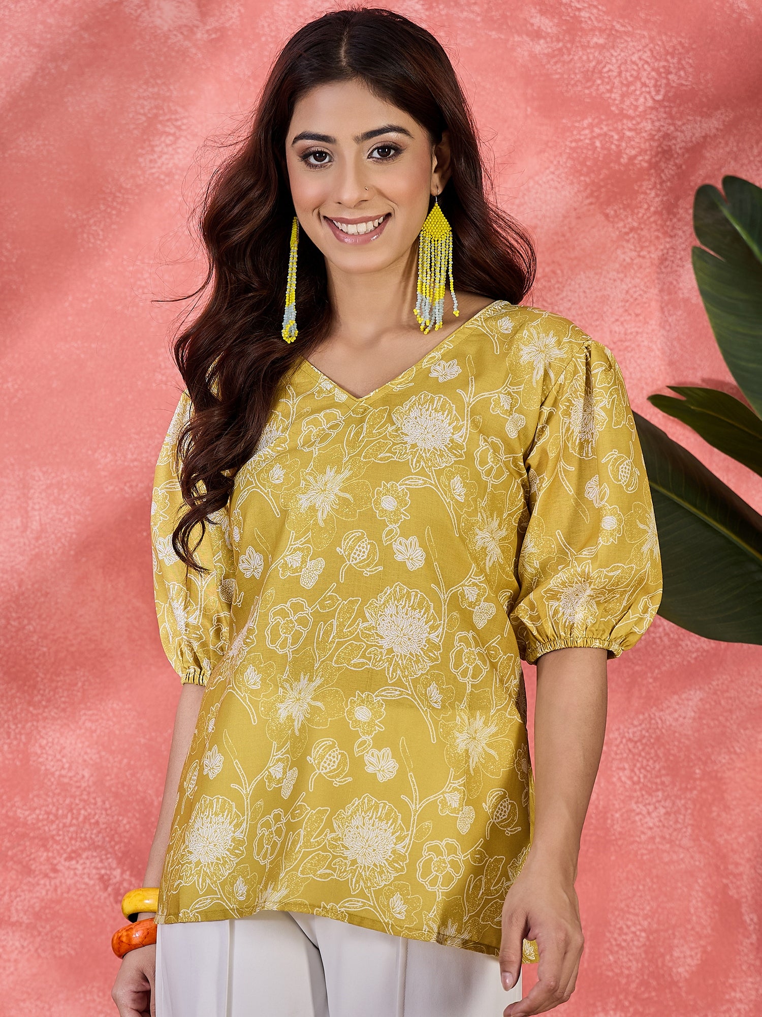 Women Floral Printed Waist Tie-Ups Regular Top