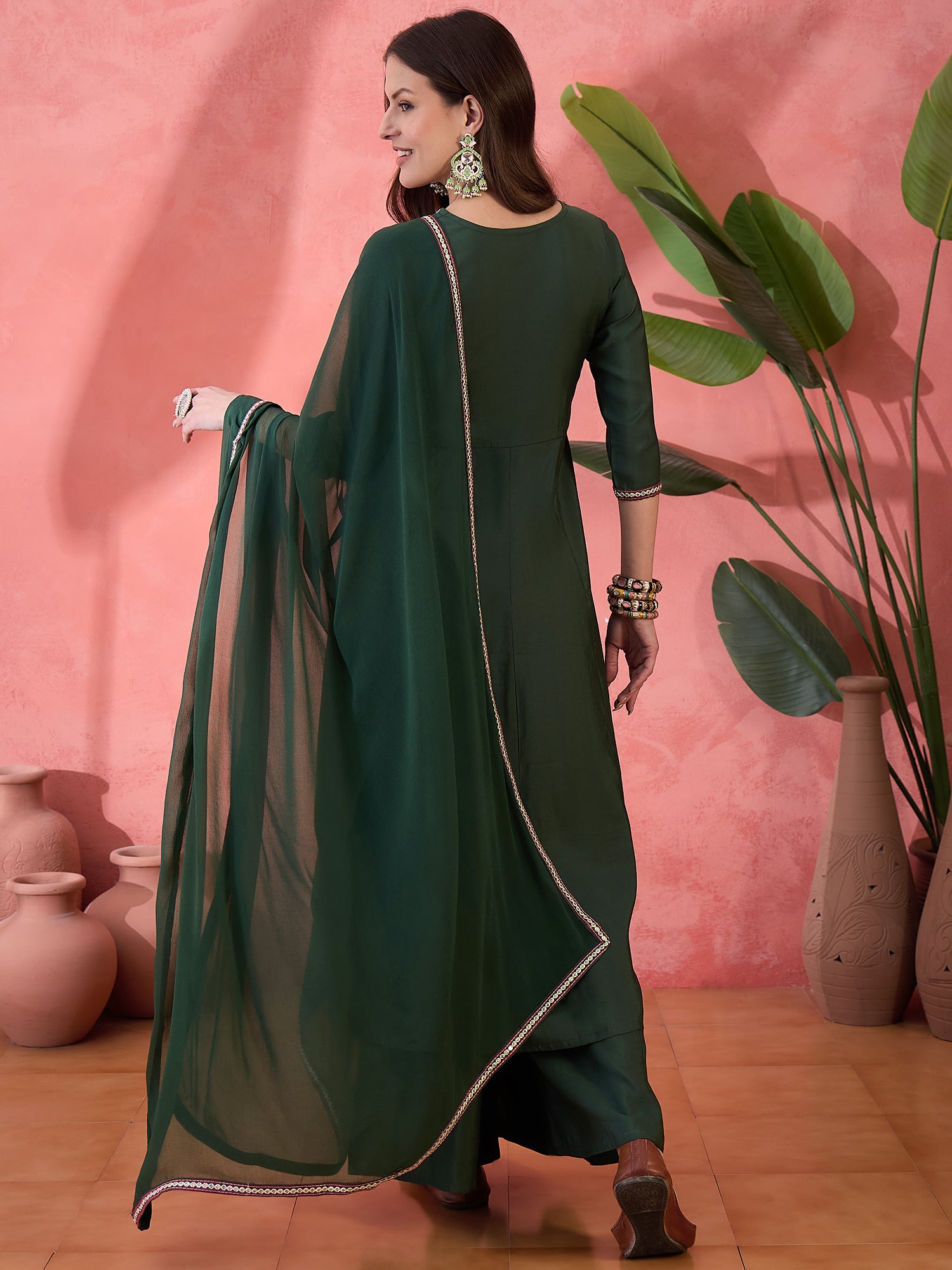 Embroidered Anarkali Kurta Set With Dupatta