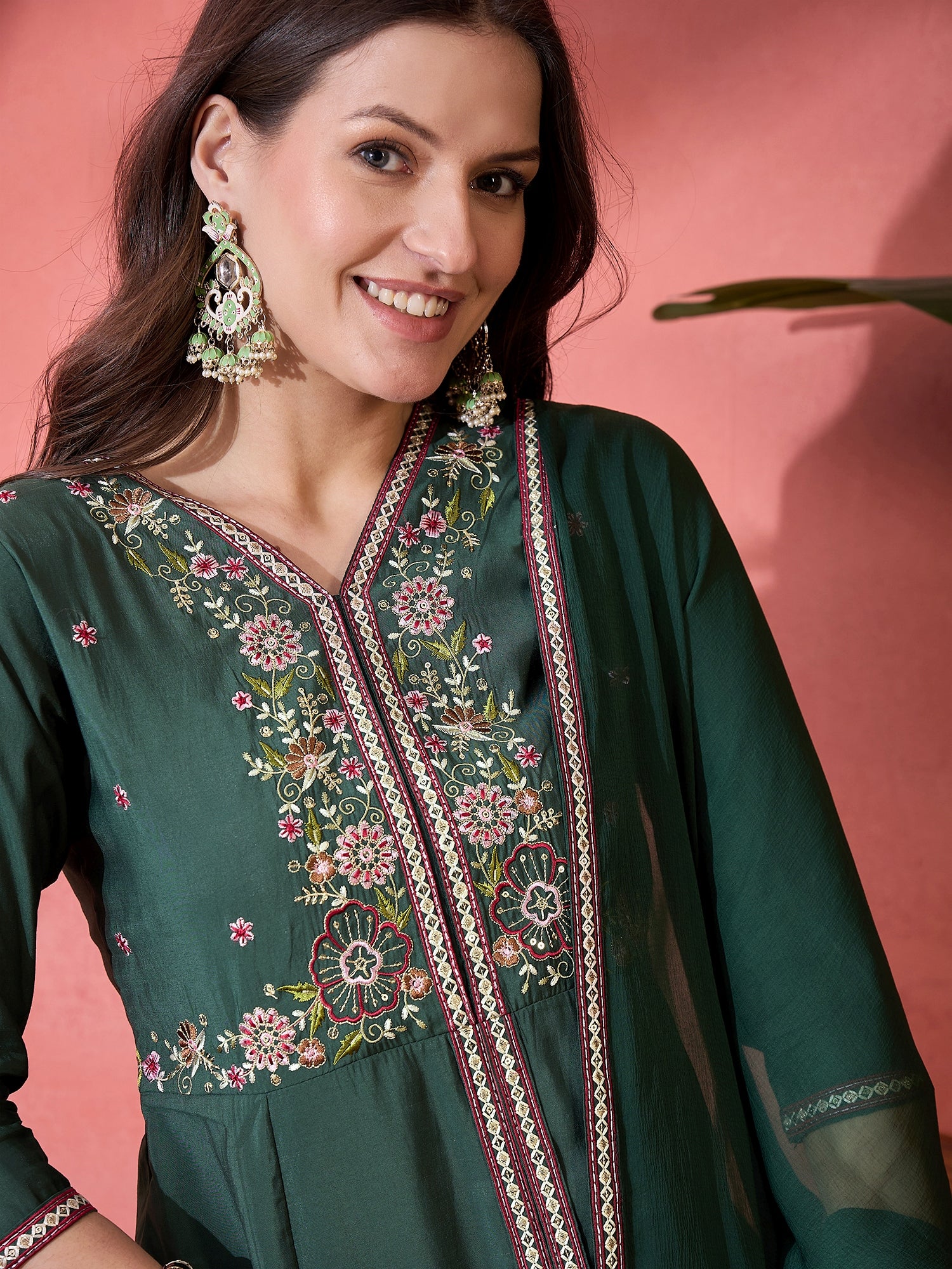 Embroidered Anarkali Kurta Set With Dupatta