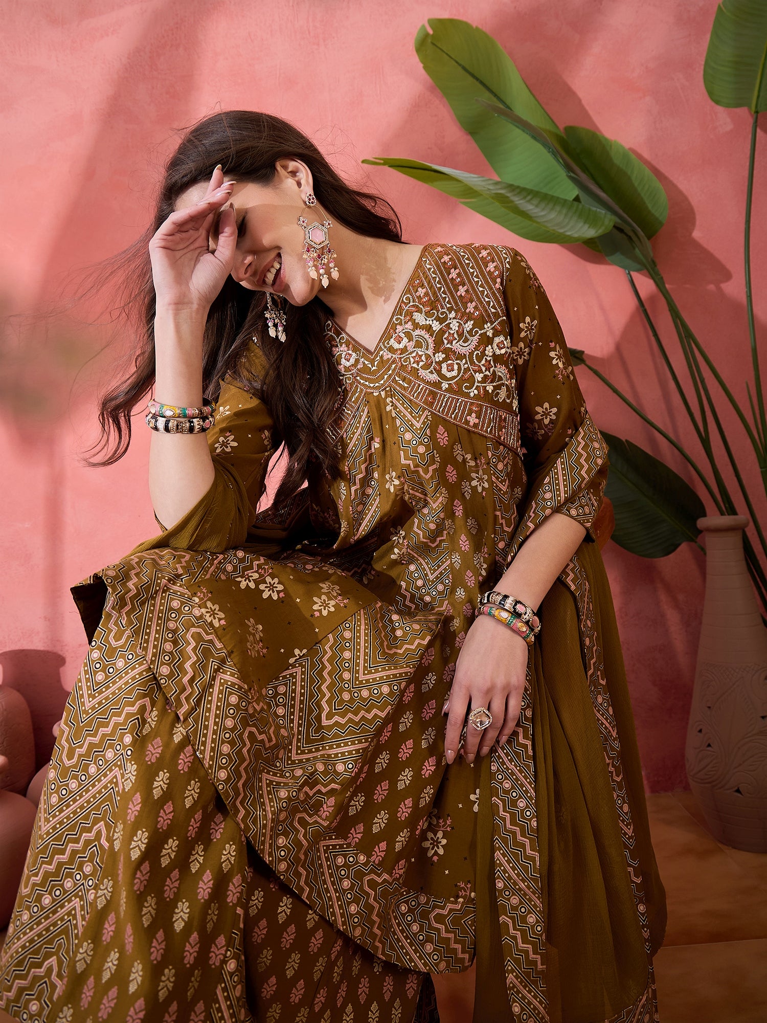 Embroidered Anarkali Kurta Set With Dupatta