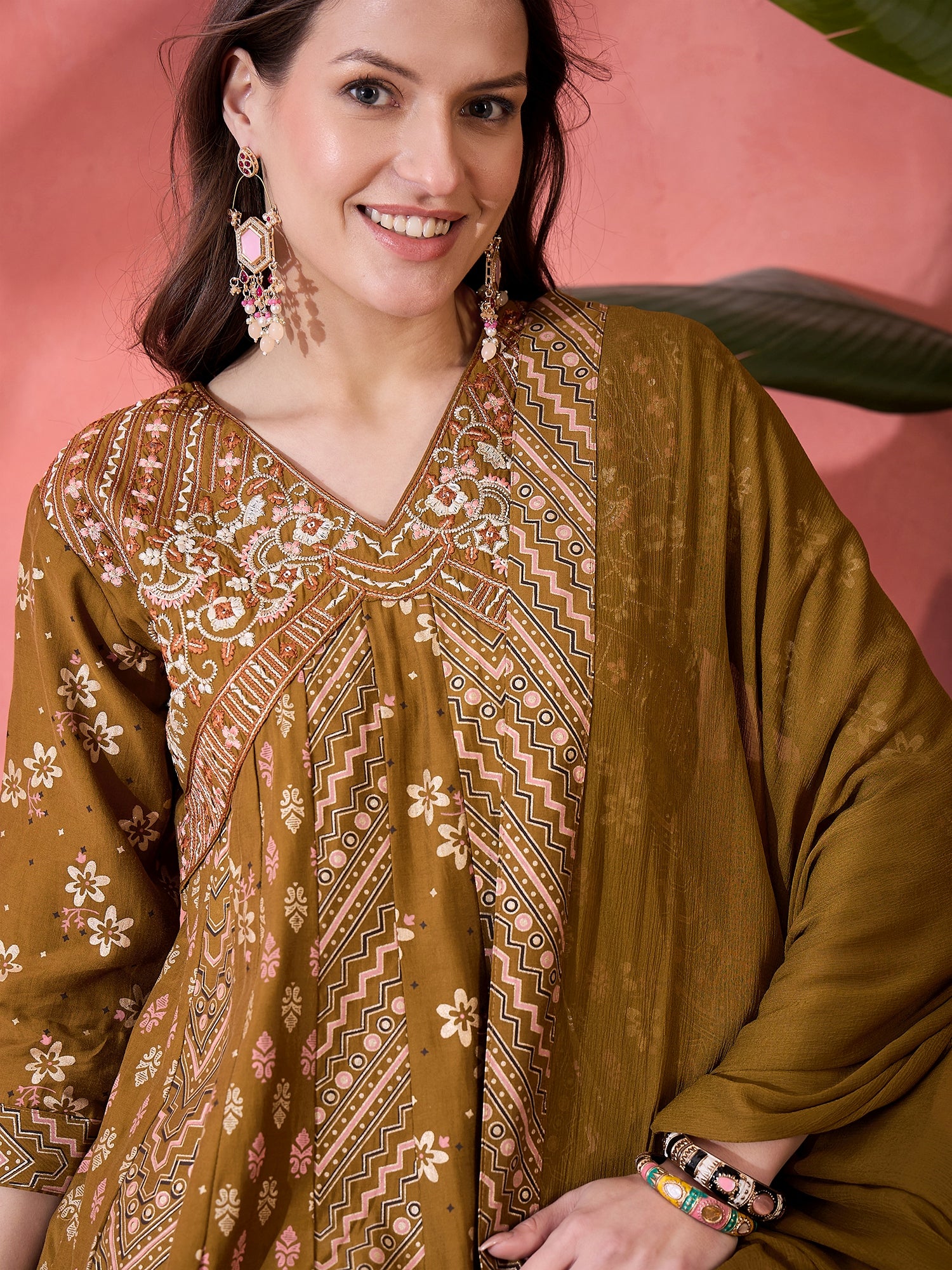 Embroidered Anarkali Kurta Set With Dupatta