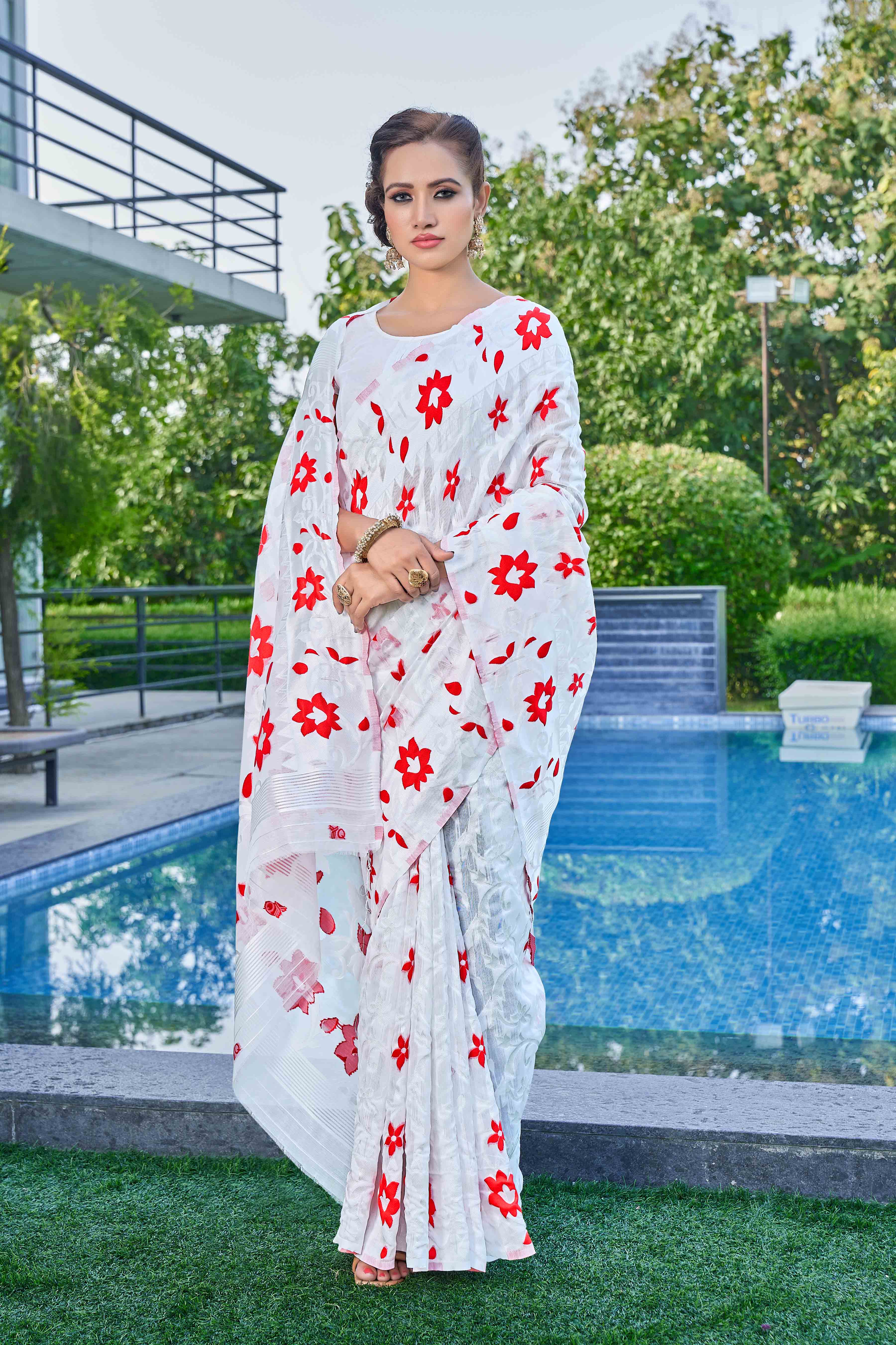 Floral Woven Design Jamdani Saree