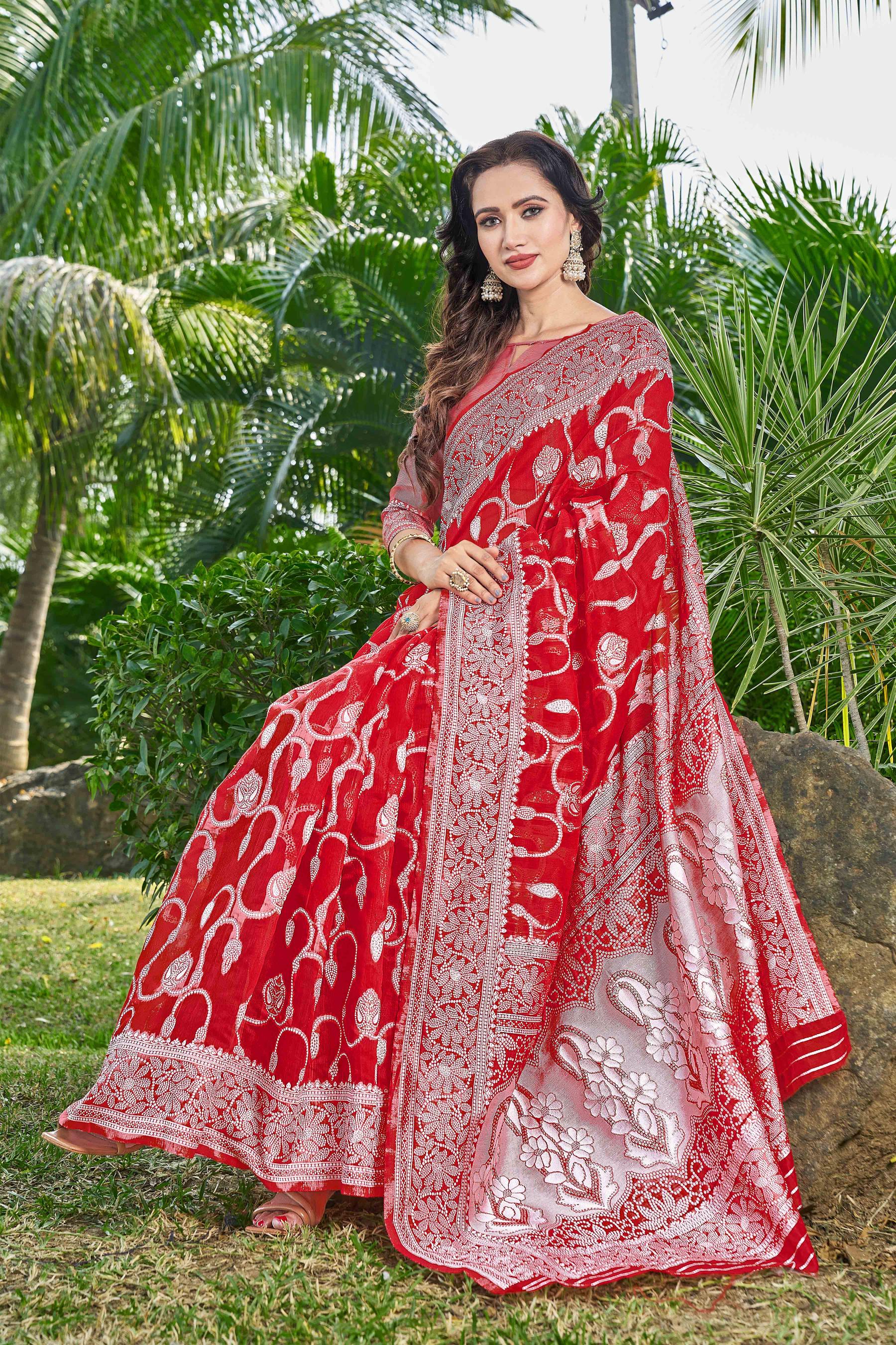 Floral Woven Design Zari Silk Cotton Saree