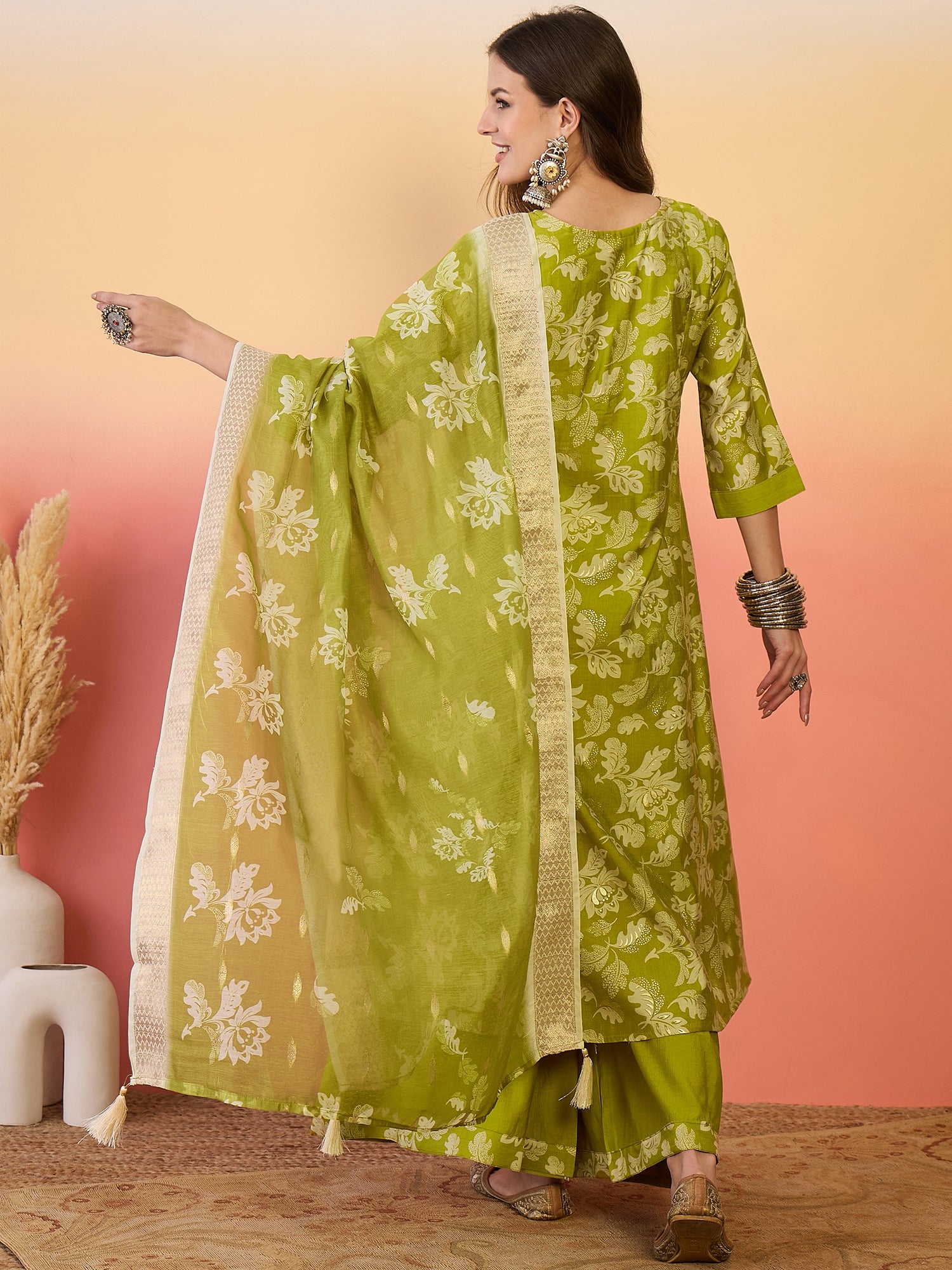 Women Embroidered Anarkali Kurta Set With Dupatta