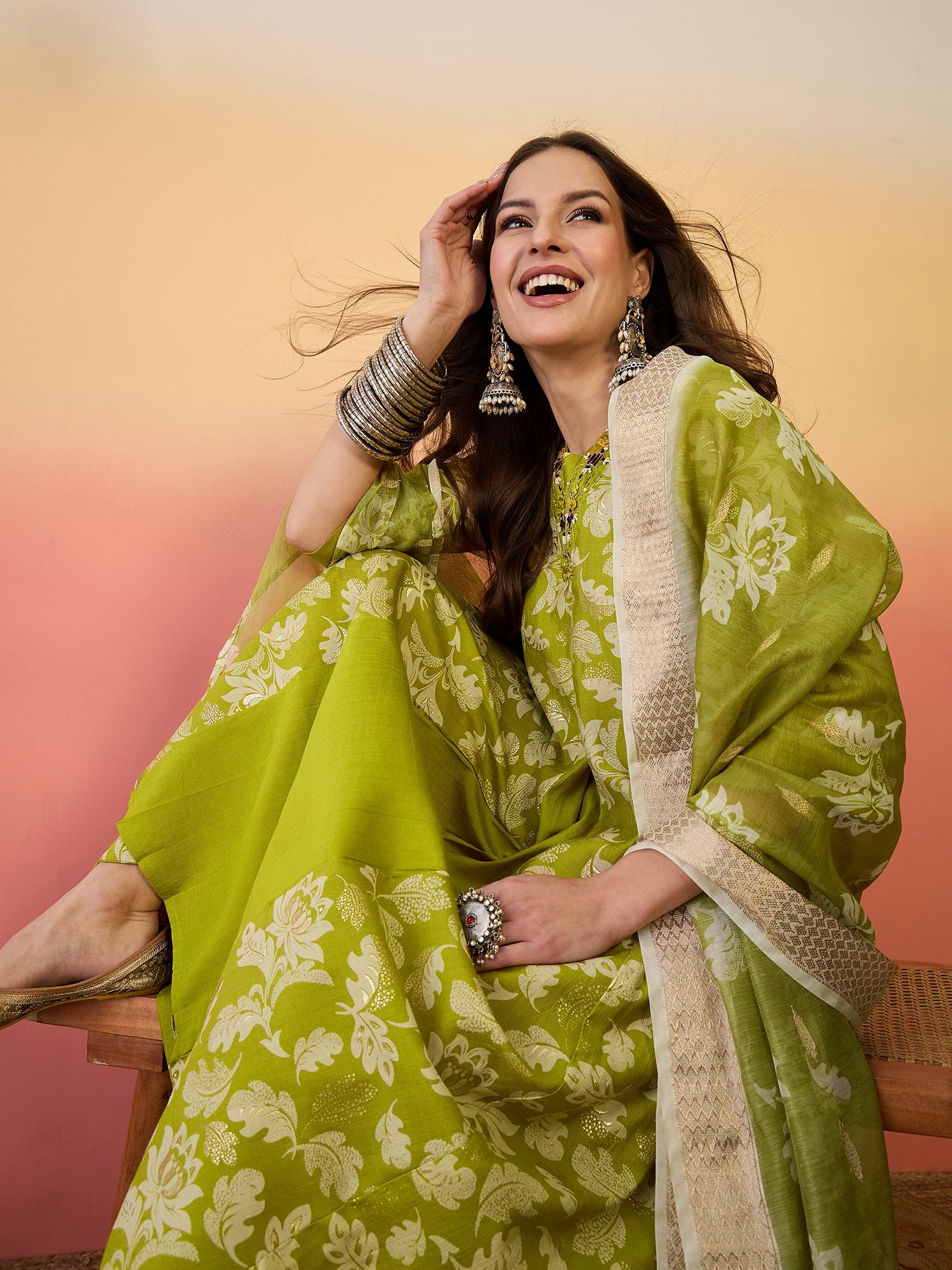 Women Embroidered Anarkali Kurta Set With Dupatta