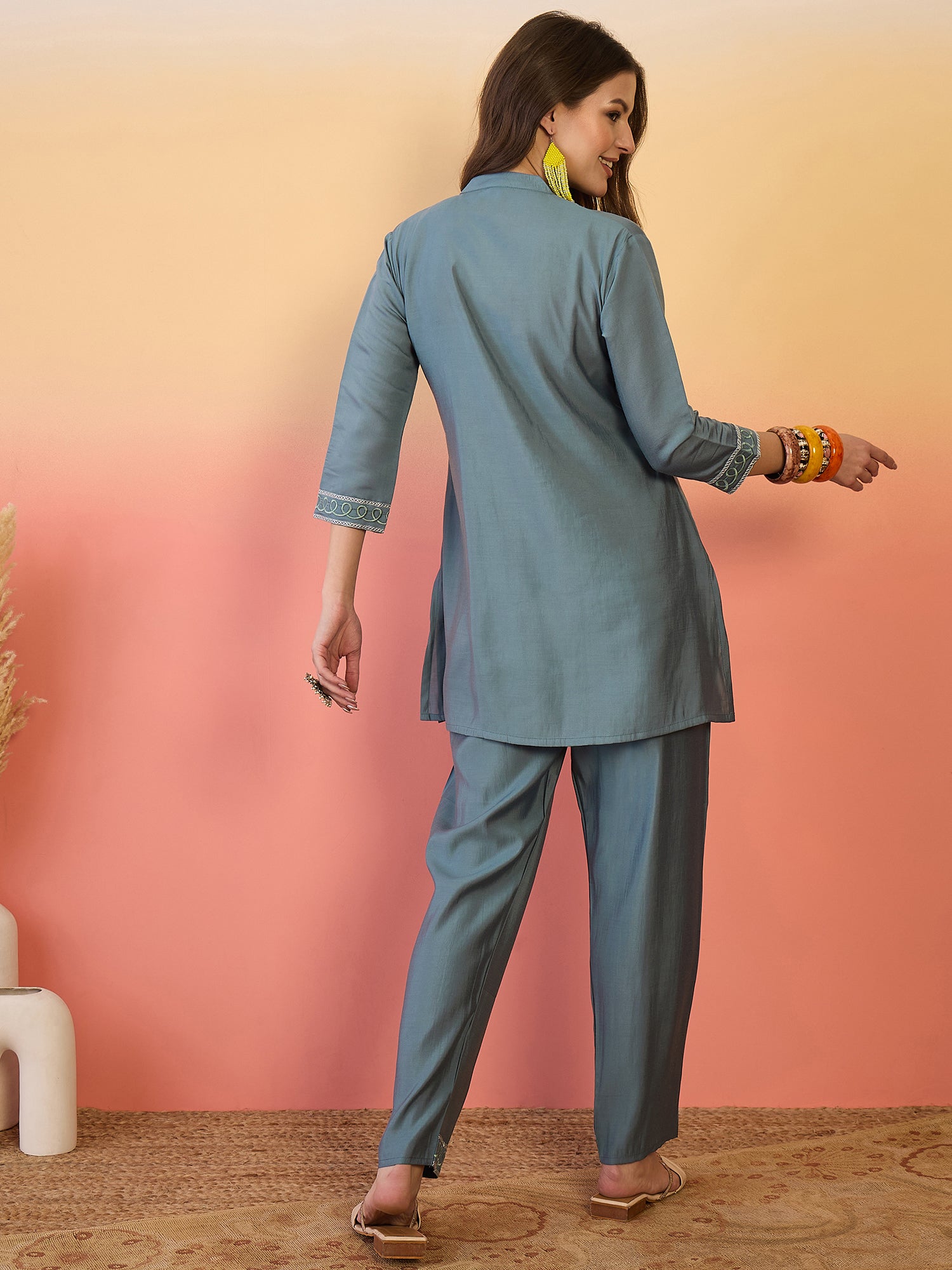 Embroidered Tunic With Trouser Co-Ords