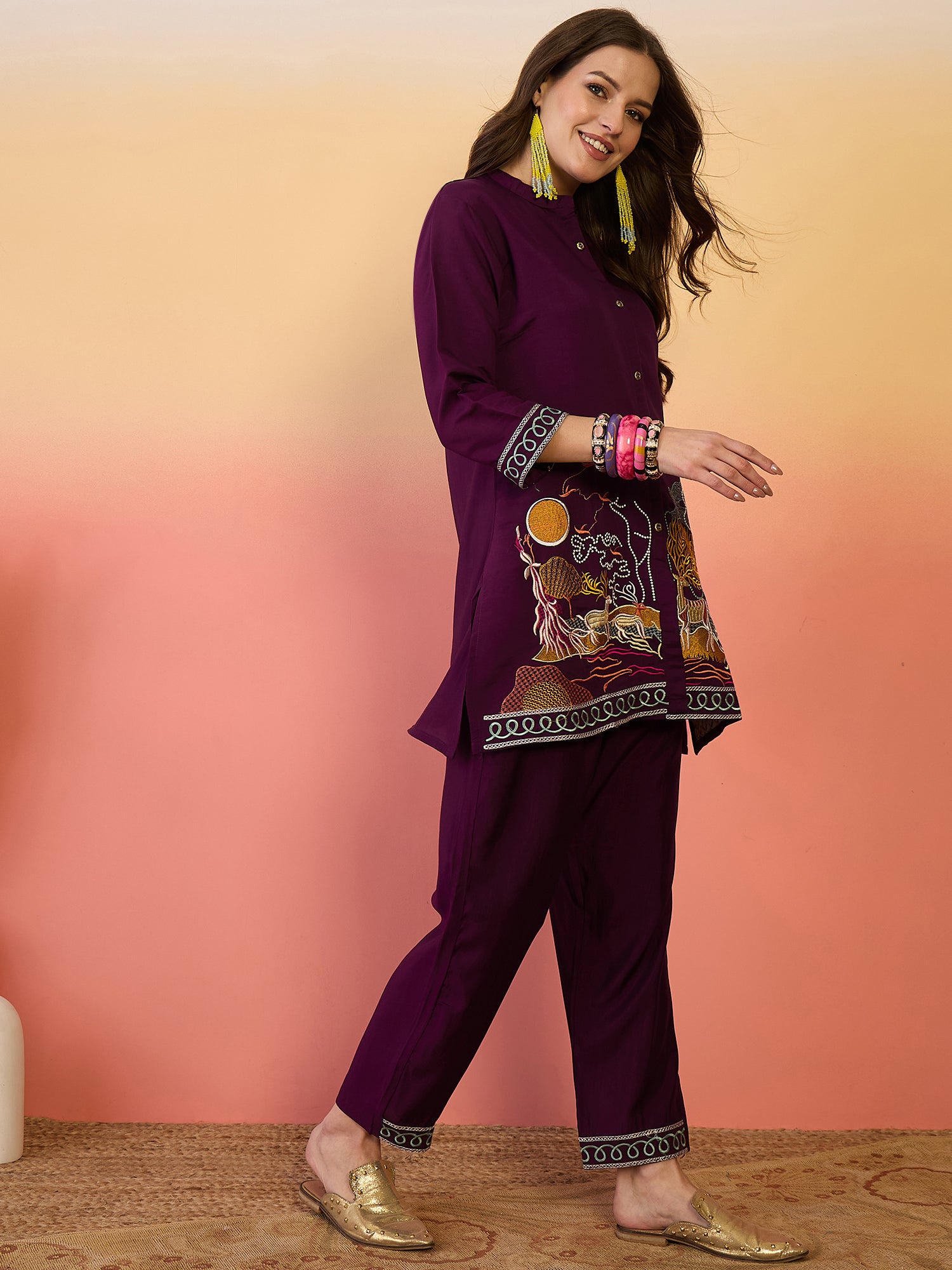Embroidered Tunic With Trouser Co-Ords